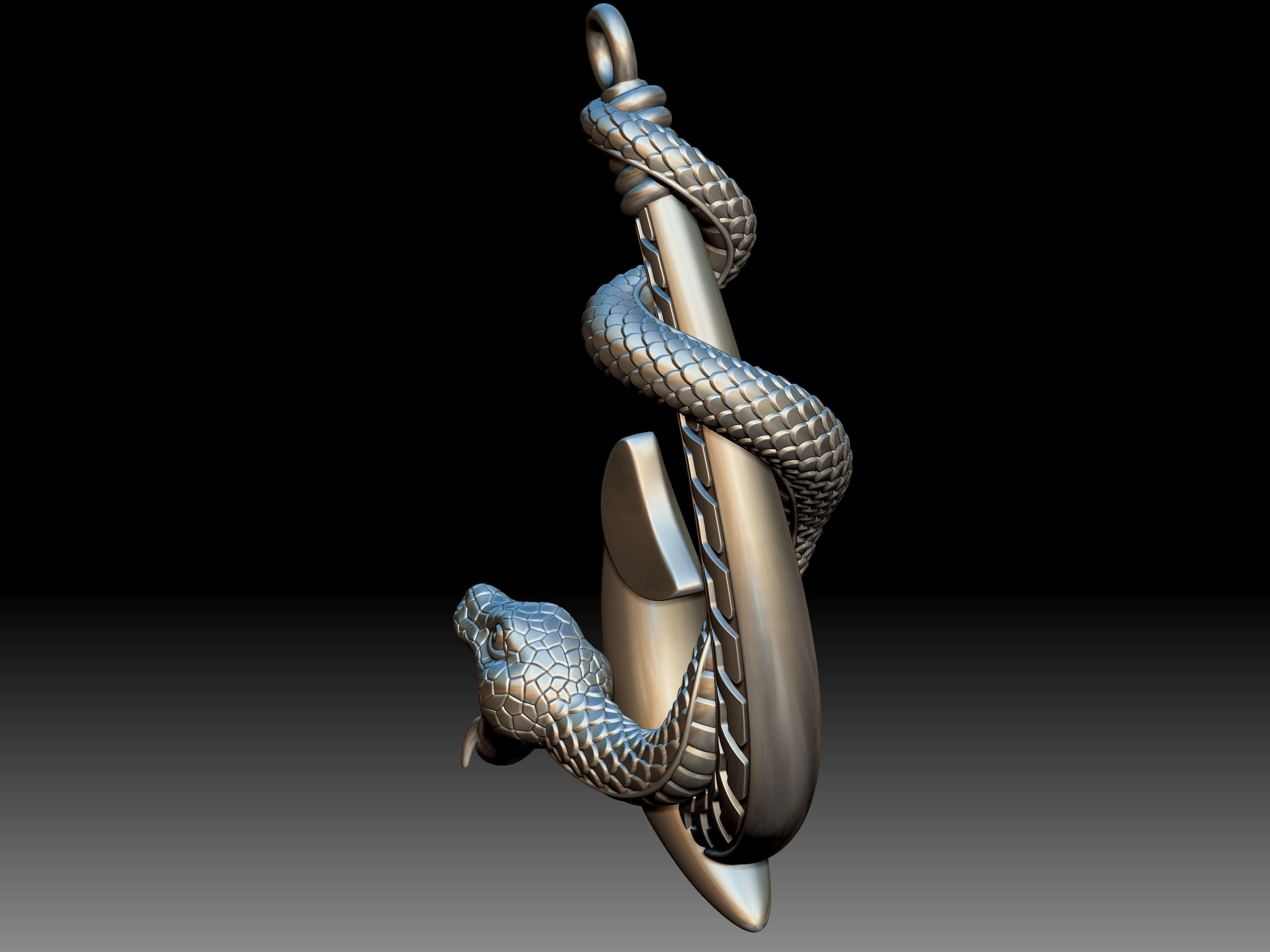 Anchor Snake Pendant 3D print model_4
