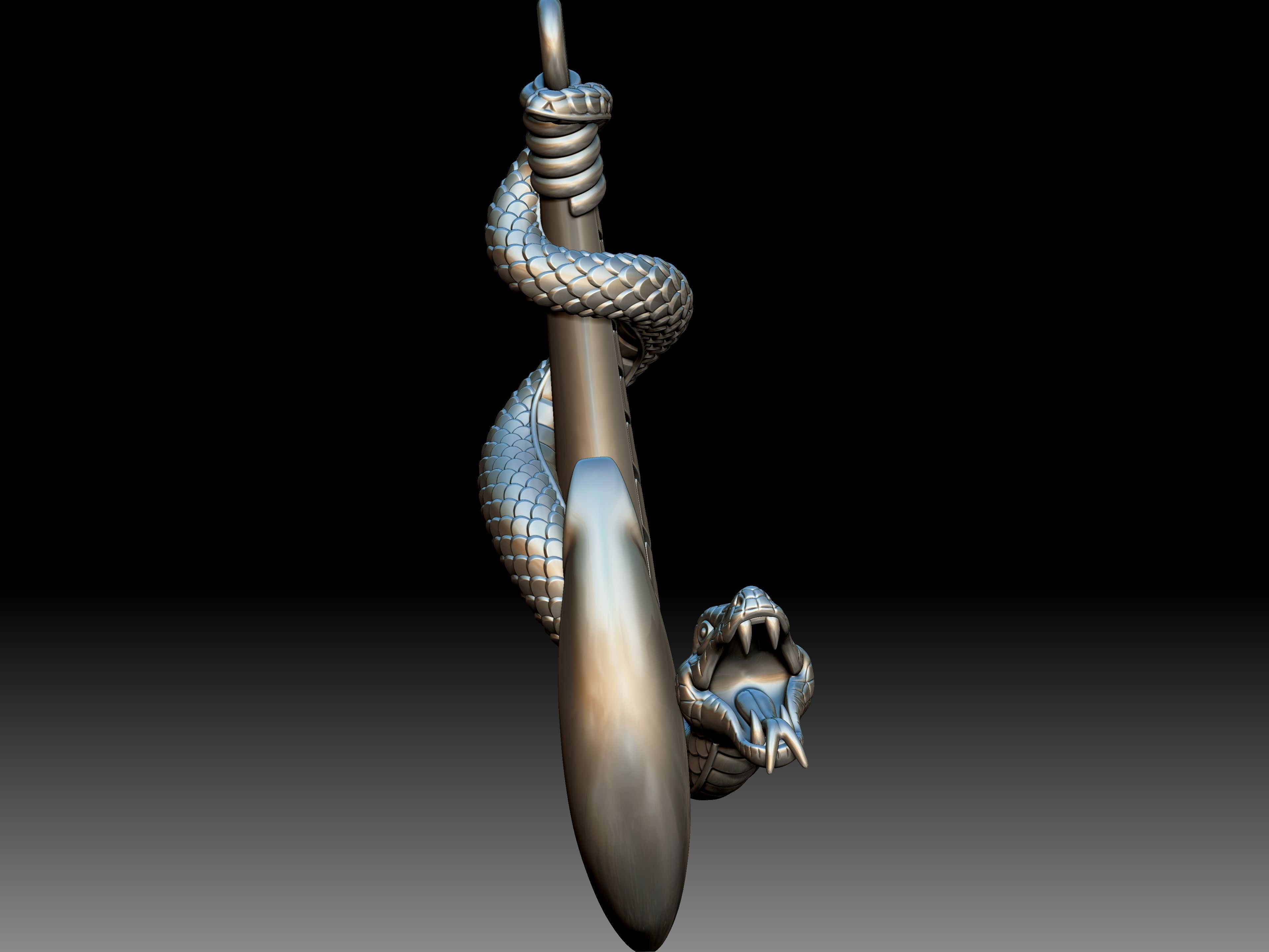 Anchor Snake Pendant 3D print model_7