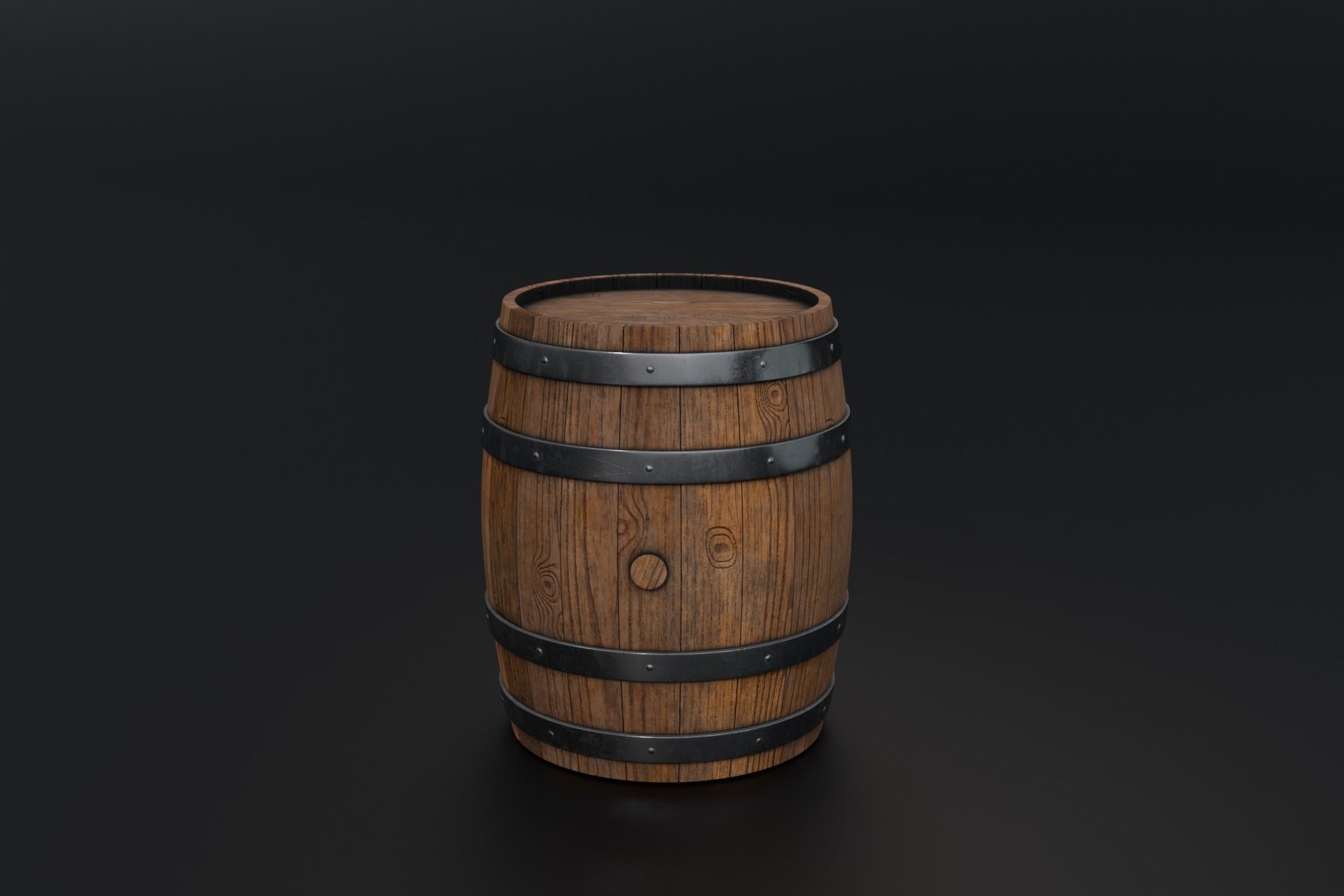 Wooden Barrel 3D model_1