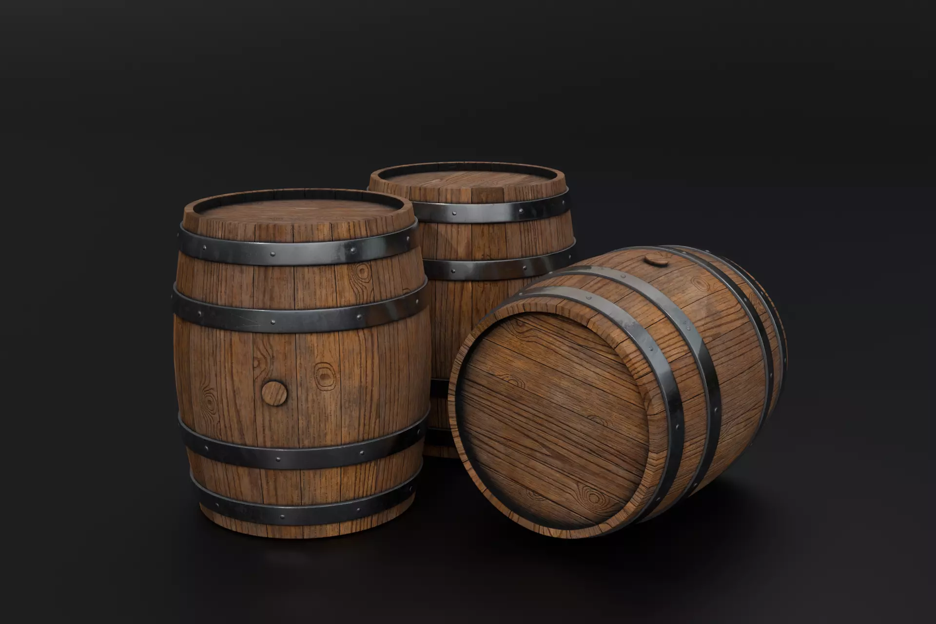 Wooden Barrel 3D model_0