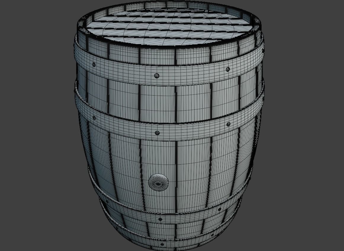 Wooden Barrel 3D model_5