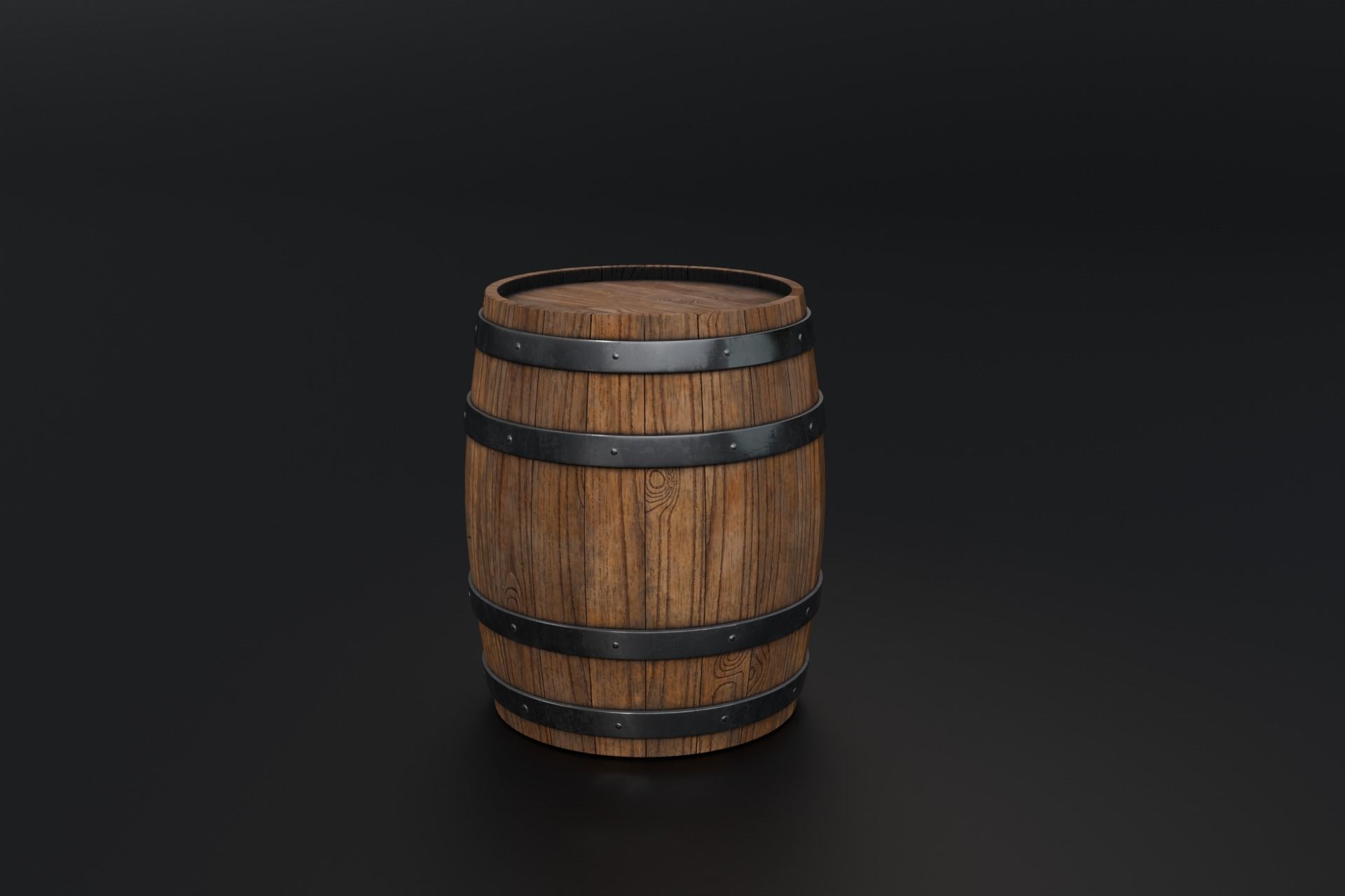 Wooden Barrel 3D model_2