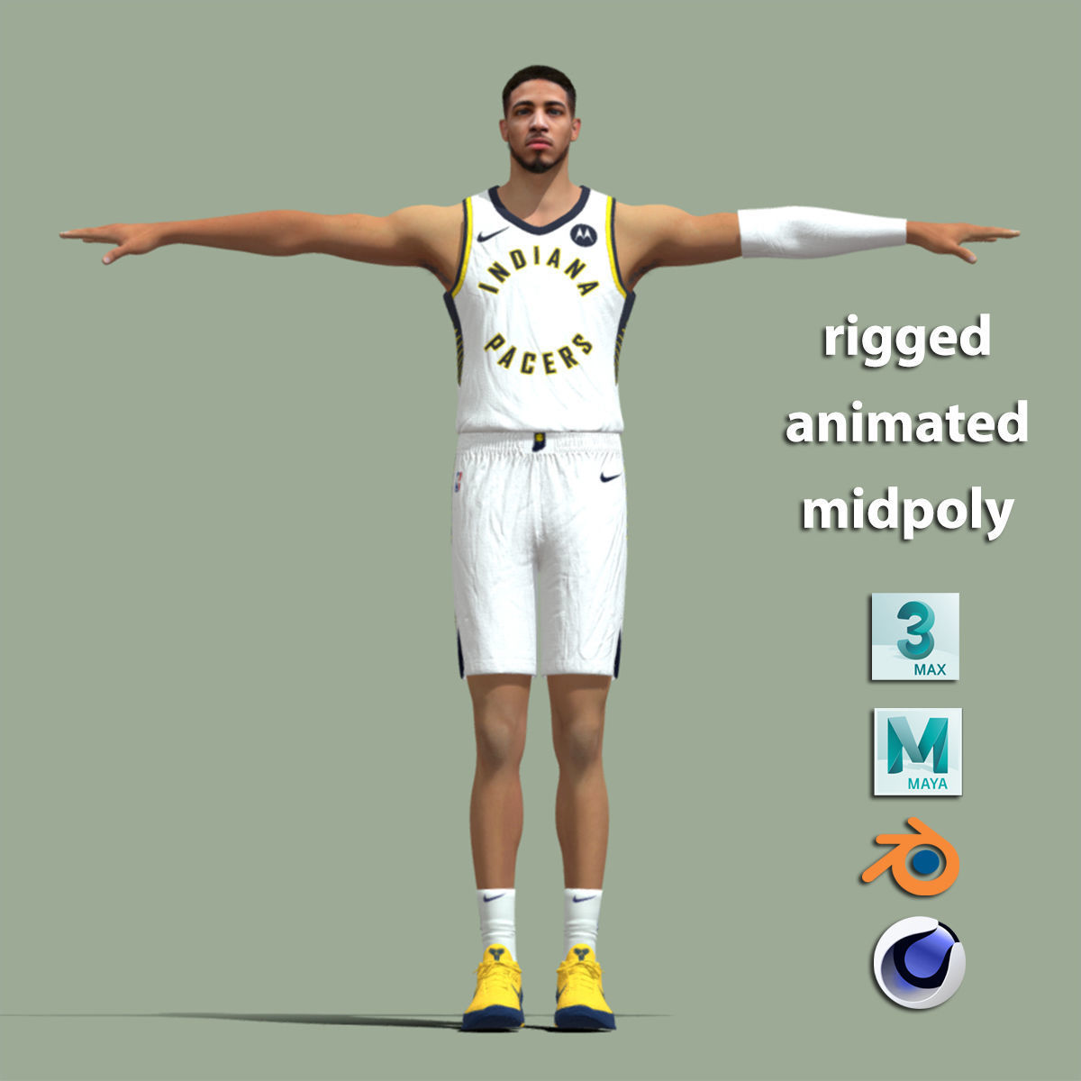 T-Pose rigged Tyrese Haliburton Indiana Pacers  3D model_1
