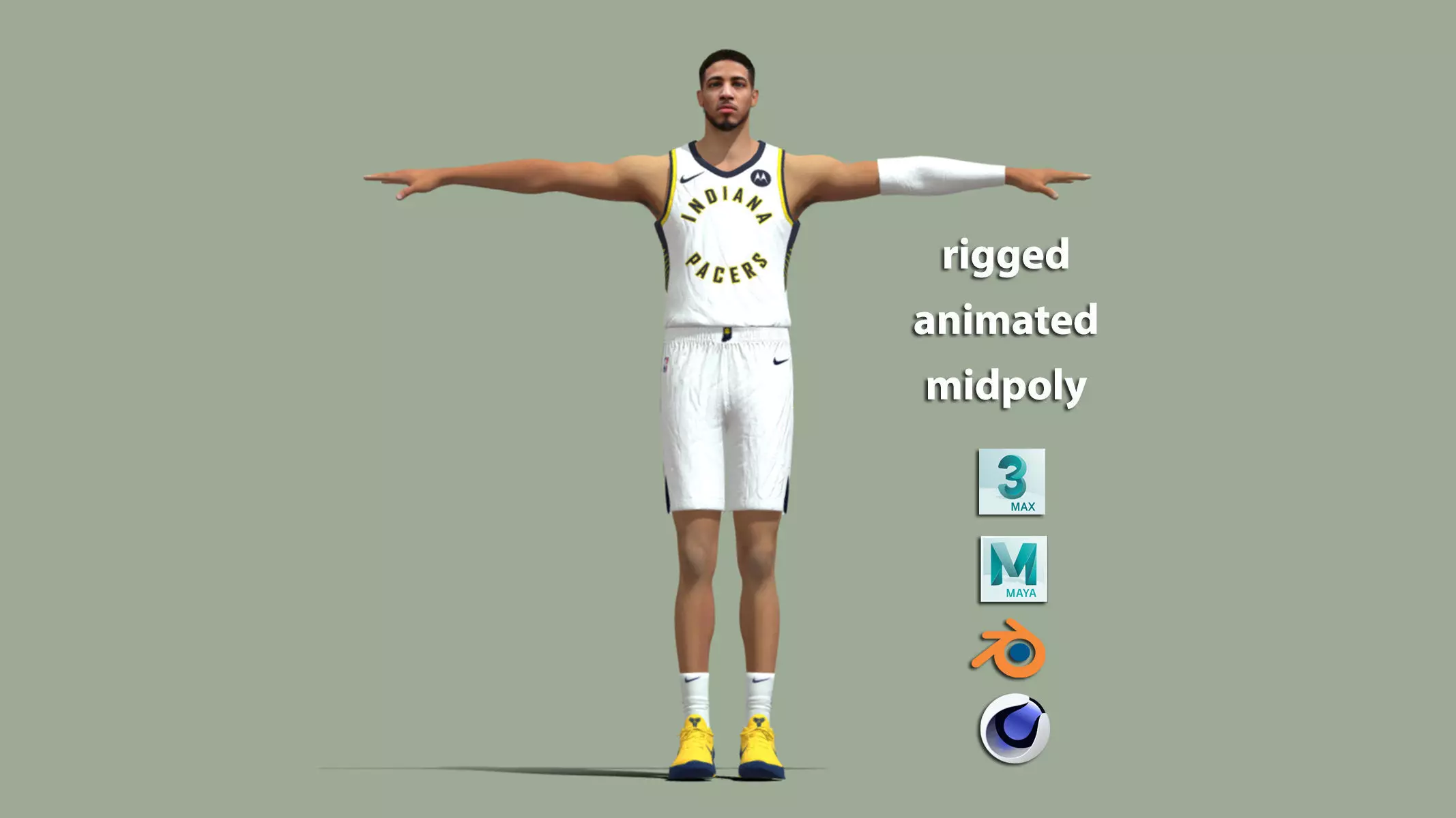 T-Pose rigged Tyrese Haliburton Indiana Pacers  3D model_0