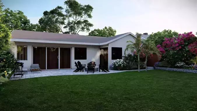  3D Exterior Scene 3D model design garden and landscape