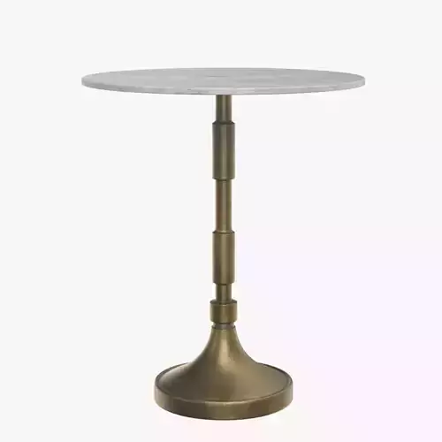 Aluminum Pedestal Top Marble Side Table