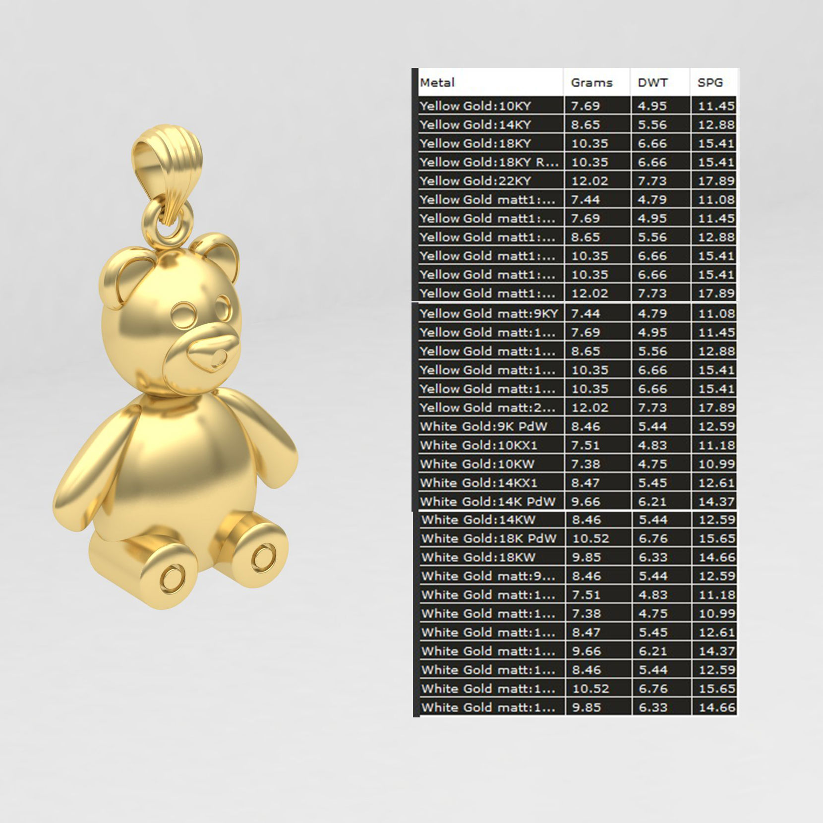 Teddy pendant 03  3D print model_13