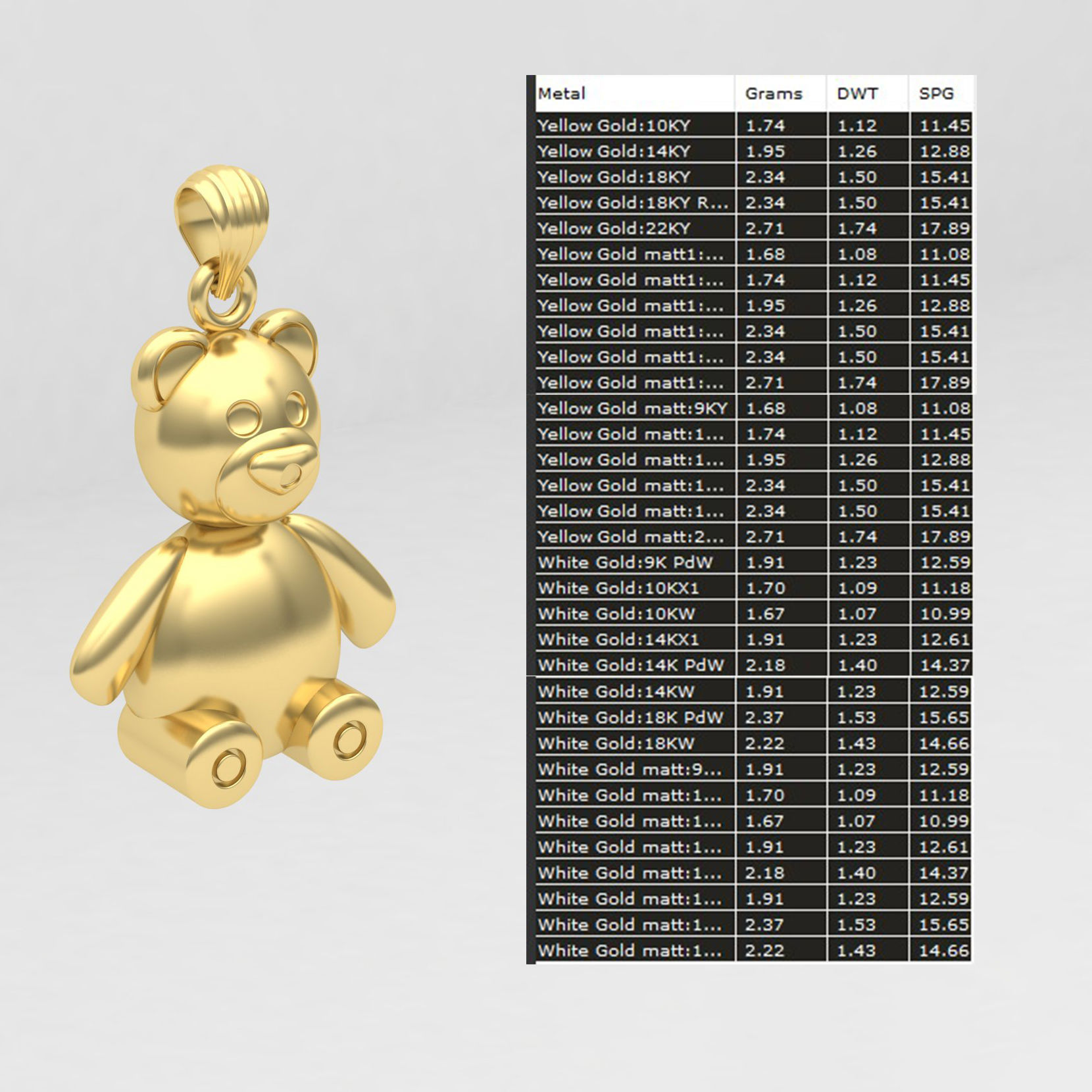 Teddy pendant 03  3D print model_12