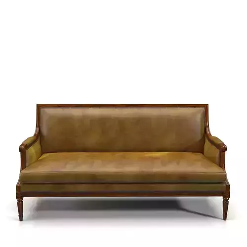 English Leather 19th Century Mahogany Sofa