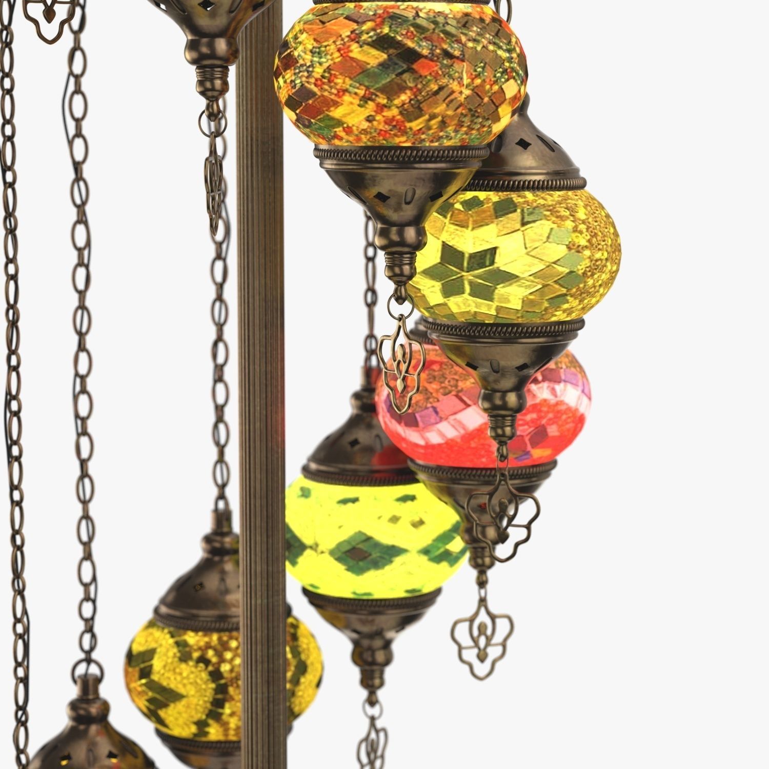 Handmade 9 Head Glass Floor Lamp 3D model_3