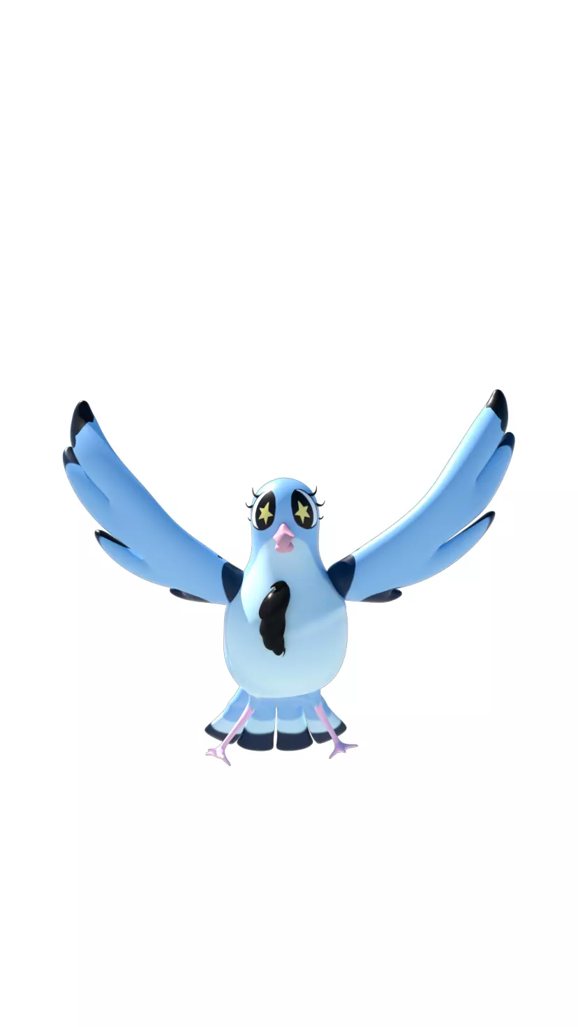 Cartoon seabird- petrel 3D model_0