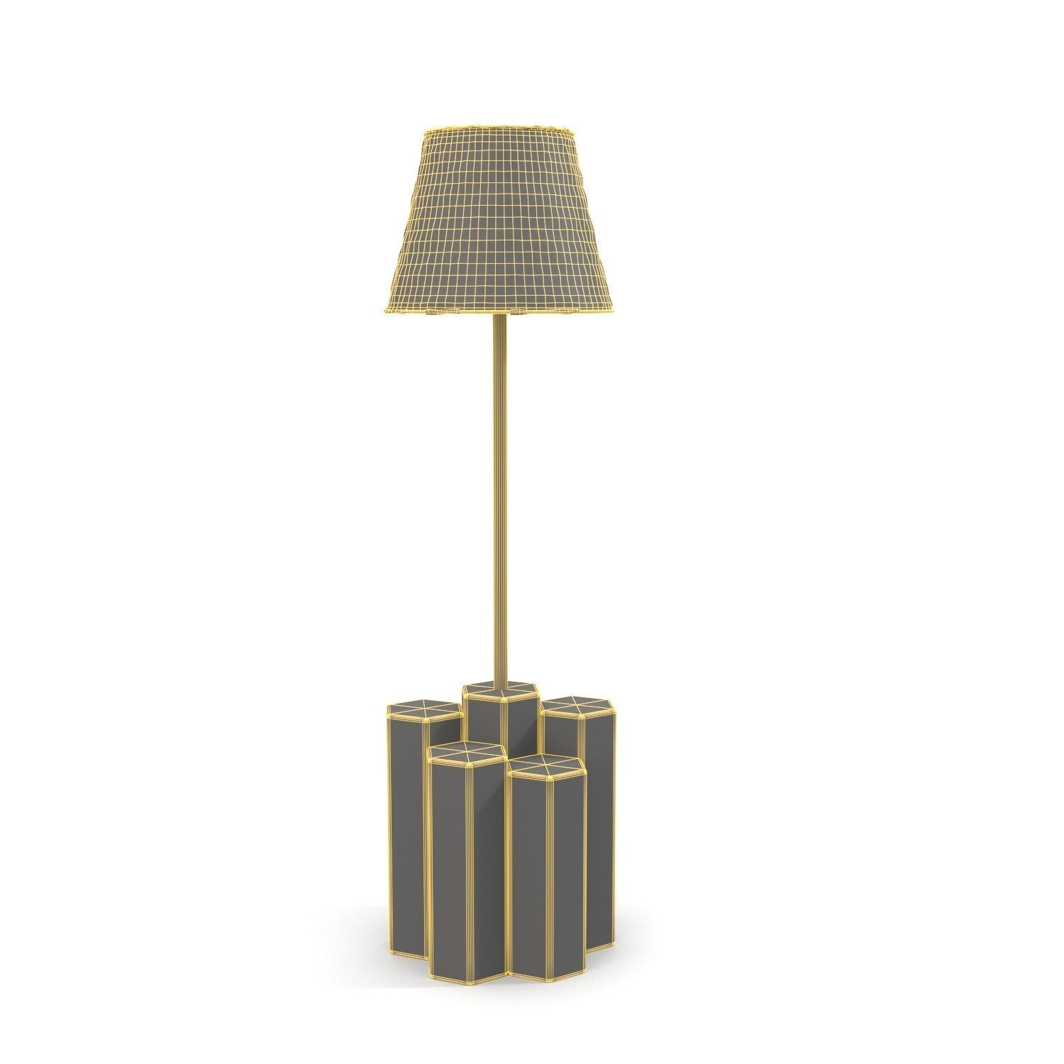 Metal Buffet Rattan Shade Lamp 3D model_5