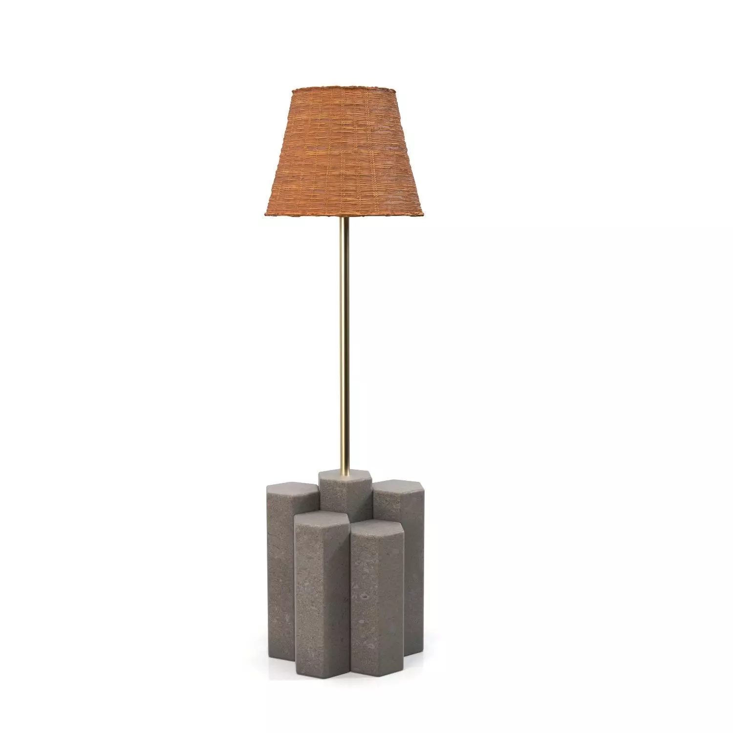 Metal Buffet Rattan Shade Lamp 3D model_0
