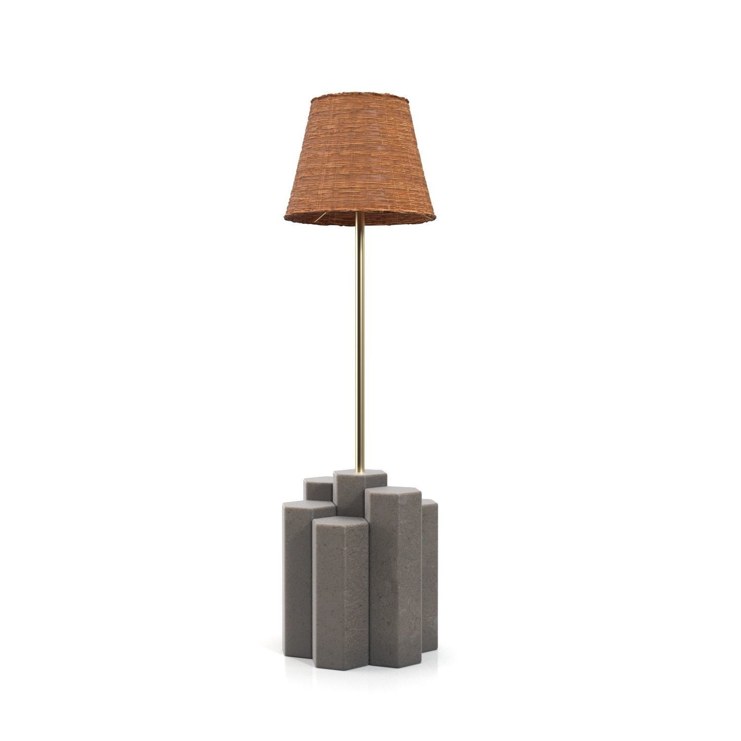 Metal Buffet Rattan Shade Lamp 3D model_4