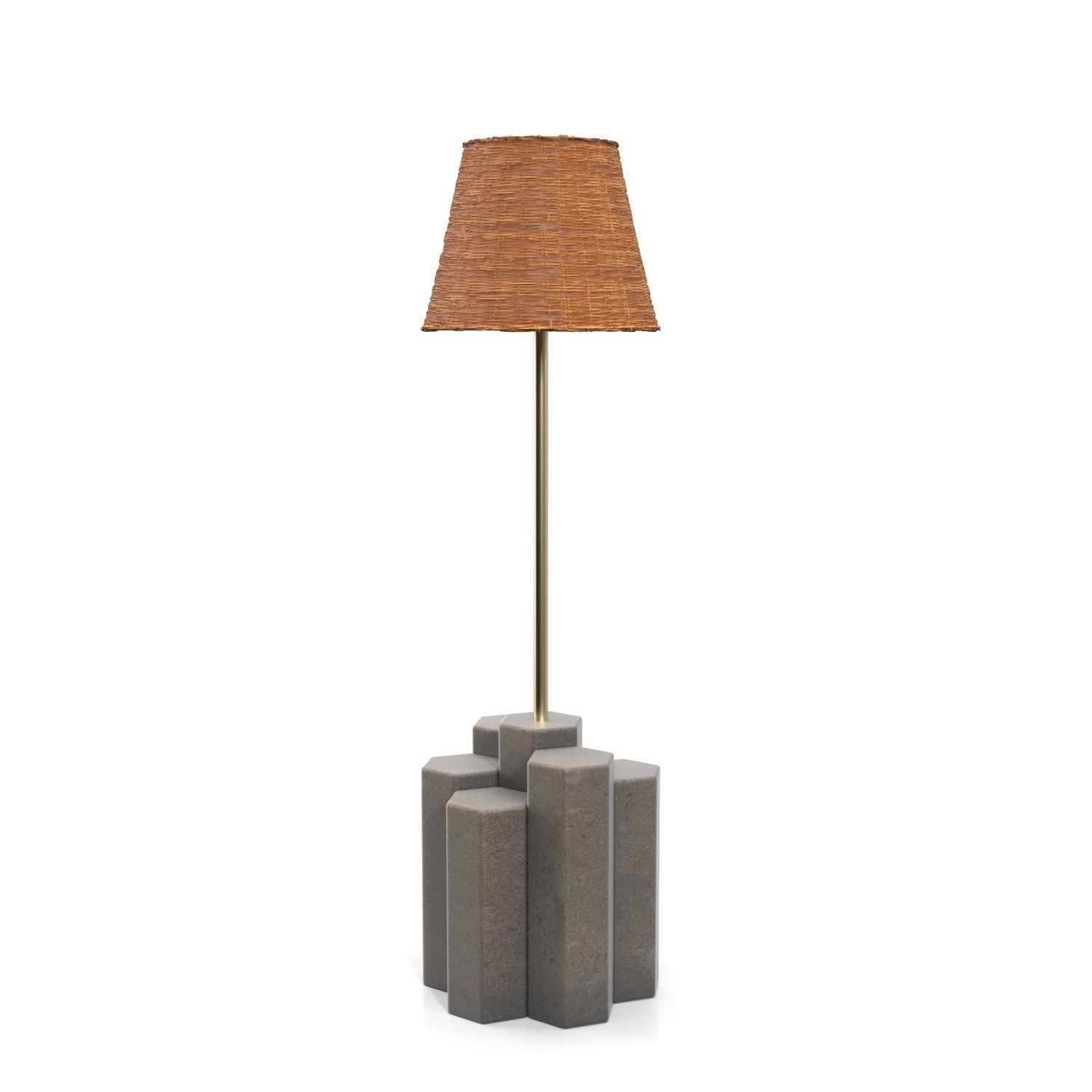 Metal Buffet Rattan Shade Lamp 3D model_1