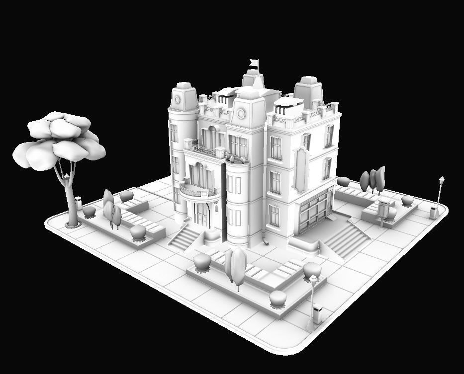 Model STYLIZED BUILDING Hotel - 1 3D model_2