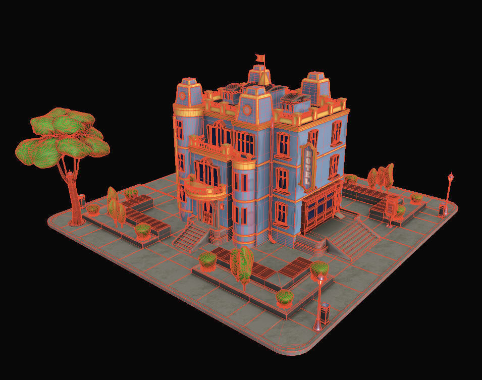Model STYLIZED BUILDING Hotel - 1 3D model_3