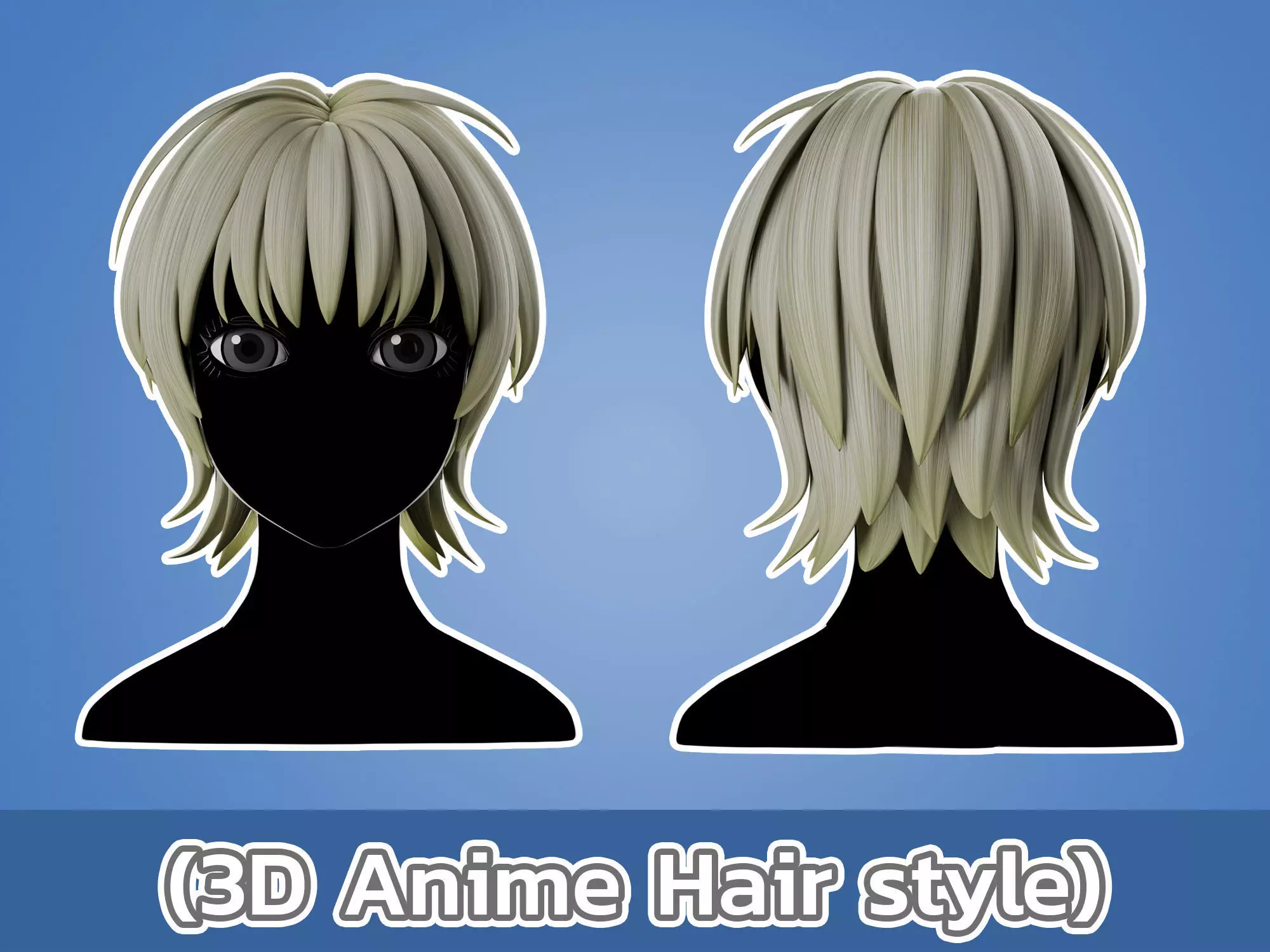 Anime hair style 34 Low-poly 3D model