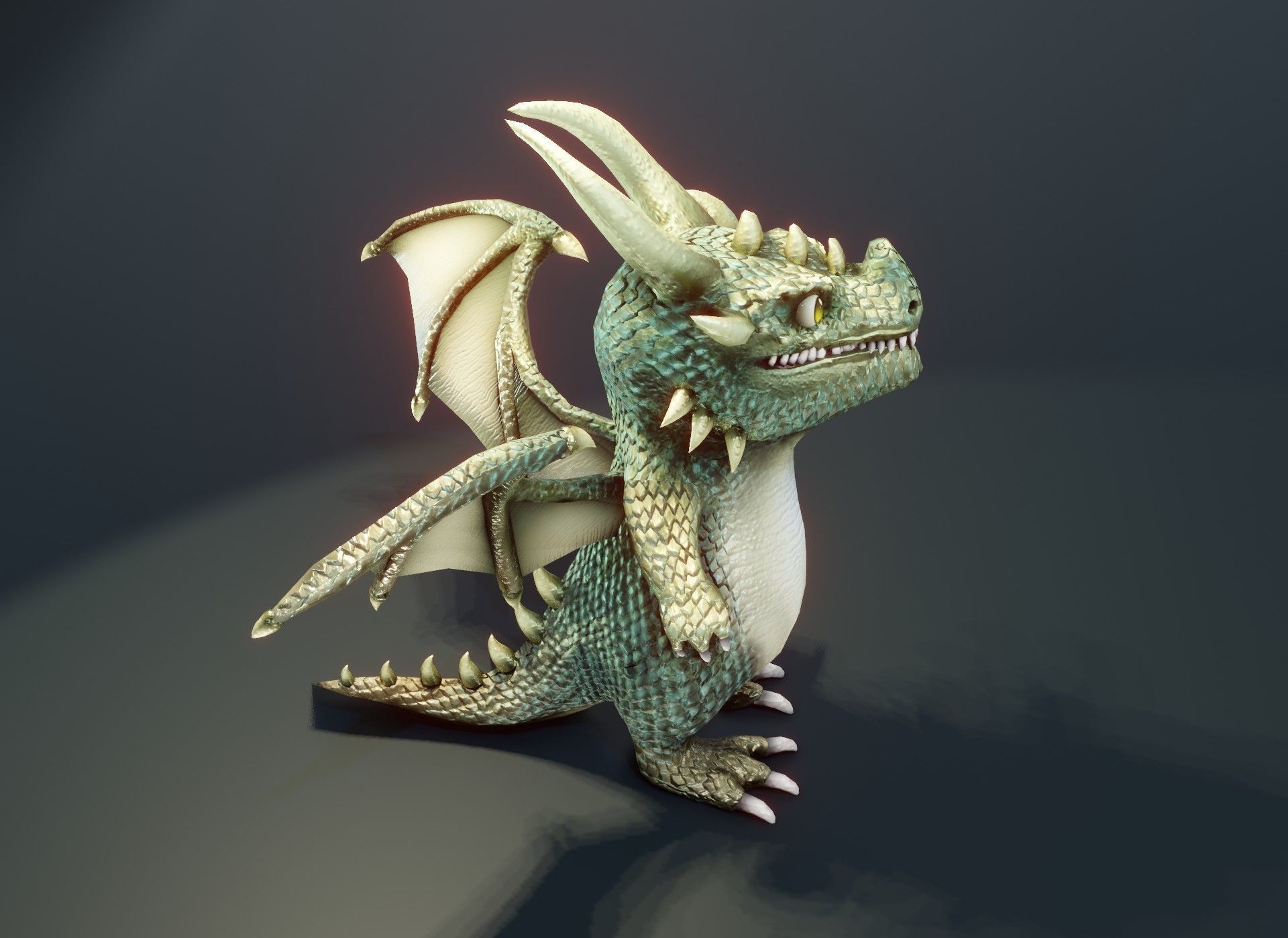 Cartoon Adamantine Dragon Animated 3D Model Low-poly 3D model_8