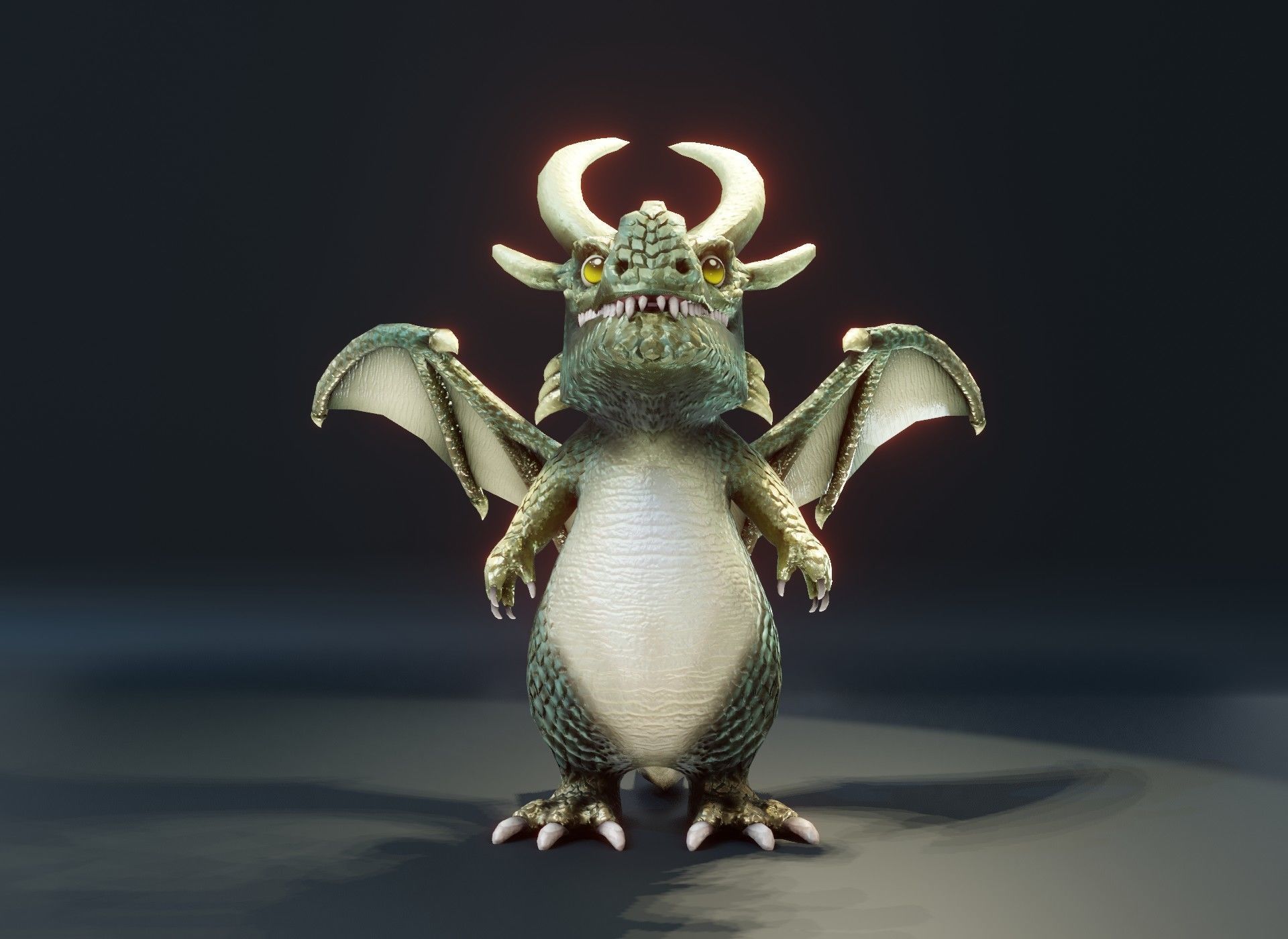Cartoon Adamantine Dragon Animated 3D Model Low-poly 3D model_10
