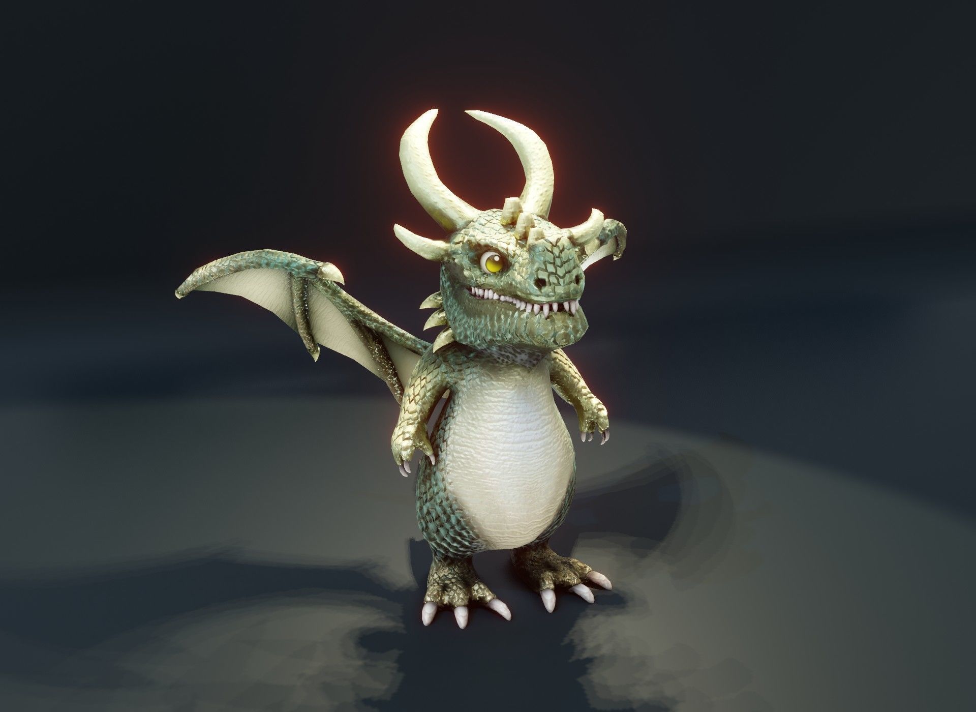 Cartoon Adamantine Dragon Animated 3D Model Low-poly 3D model_4