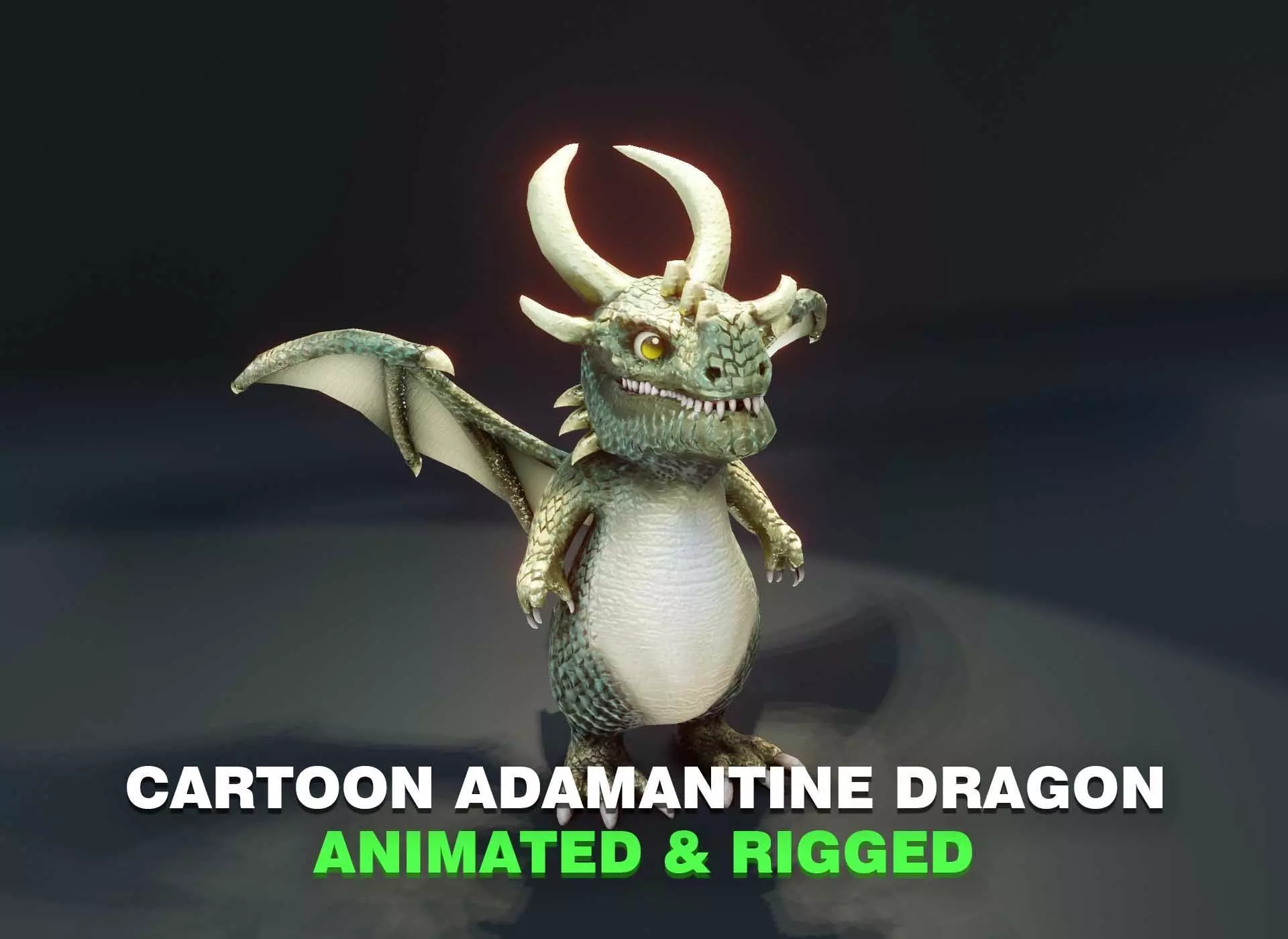 Cartoon Adamantine Dragon Animated 3D Model Low-poly 3D model_0