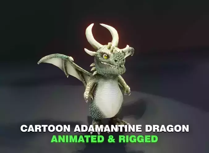Cartoon Adamantine Dragon Animated 3D Model Low-poly 3D model