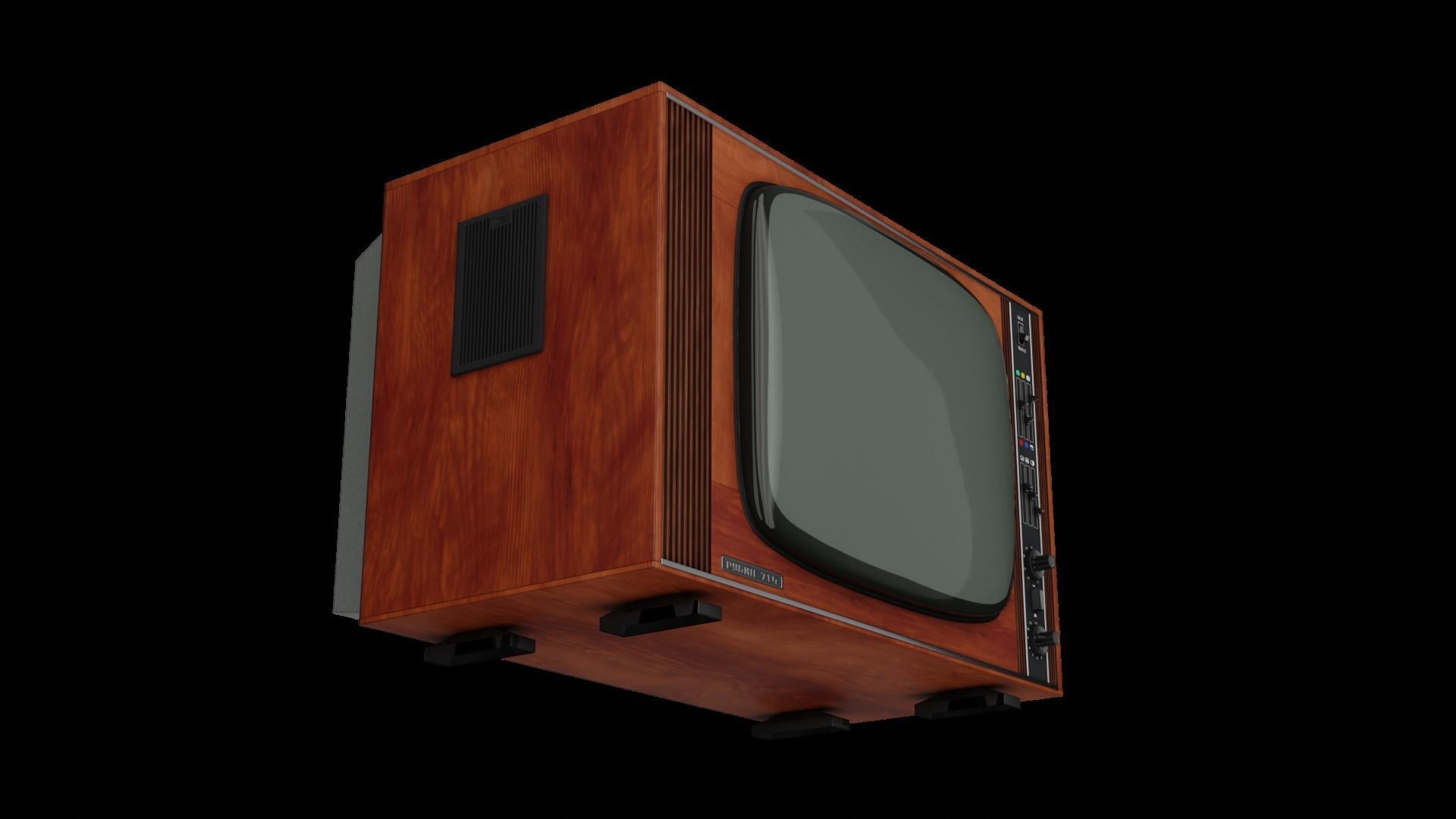 Rubin-714 TV set - retro TV from USSR Low-poly 3D model_5
