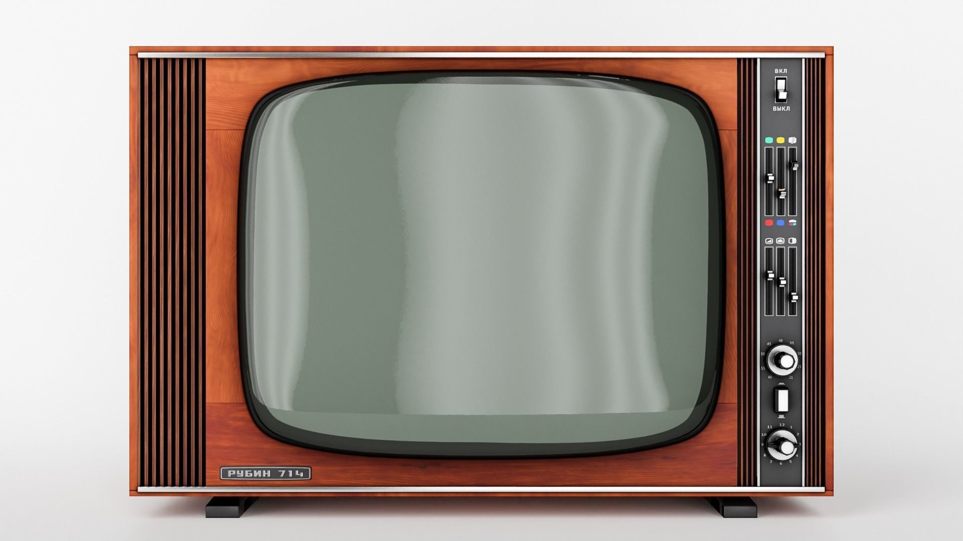 Rubin-714 TV set - retro TV from USSR Low-poly 3D model_1