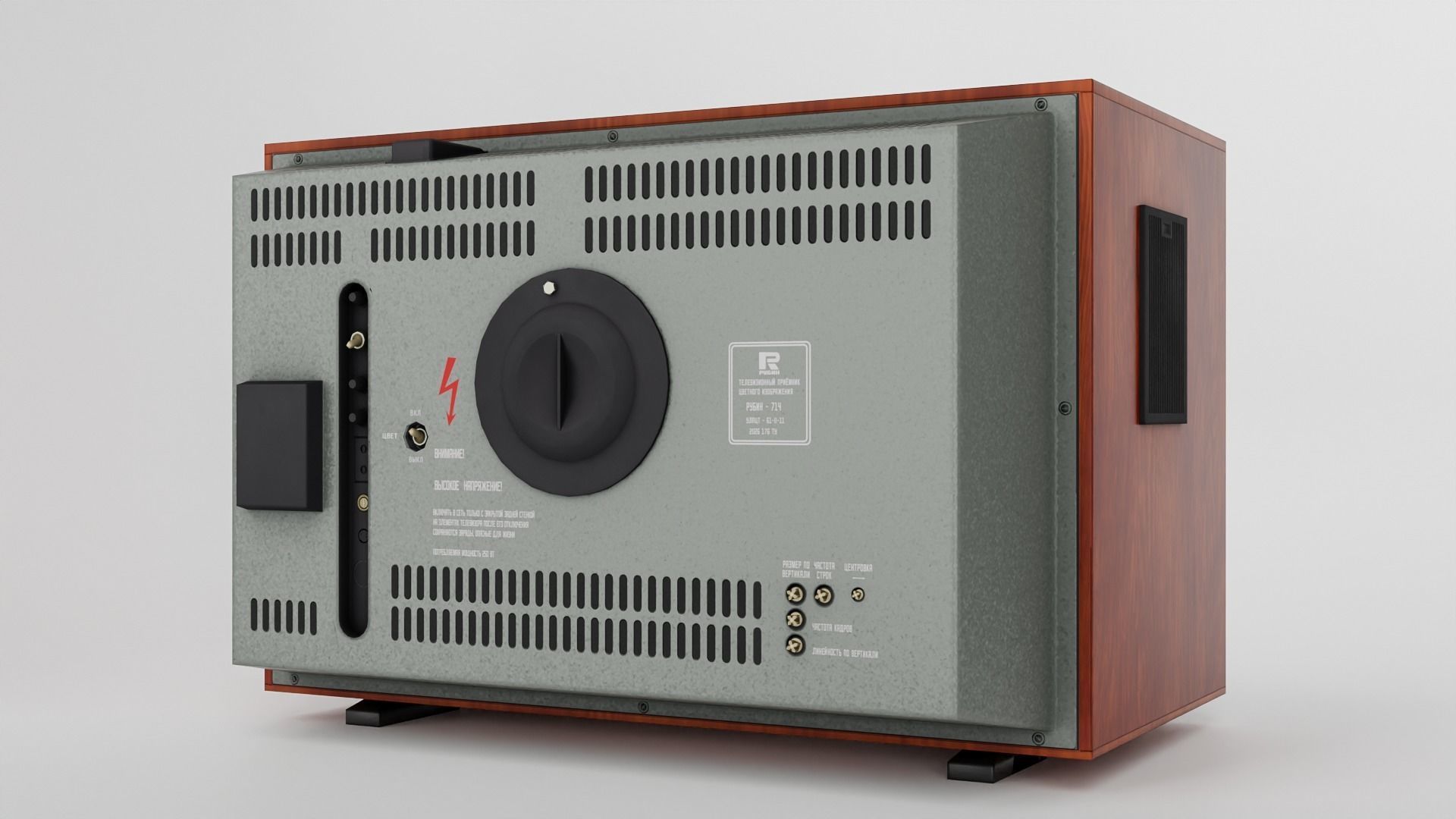 Rubin-714 TV set - retro TV from USSR Low-poly 3D model_4