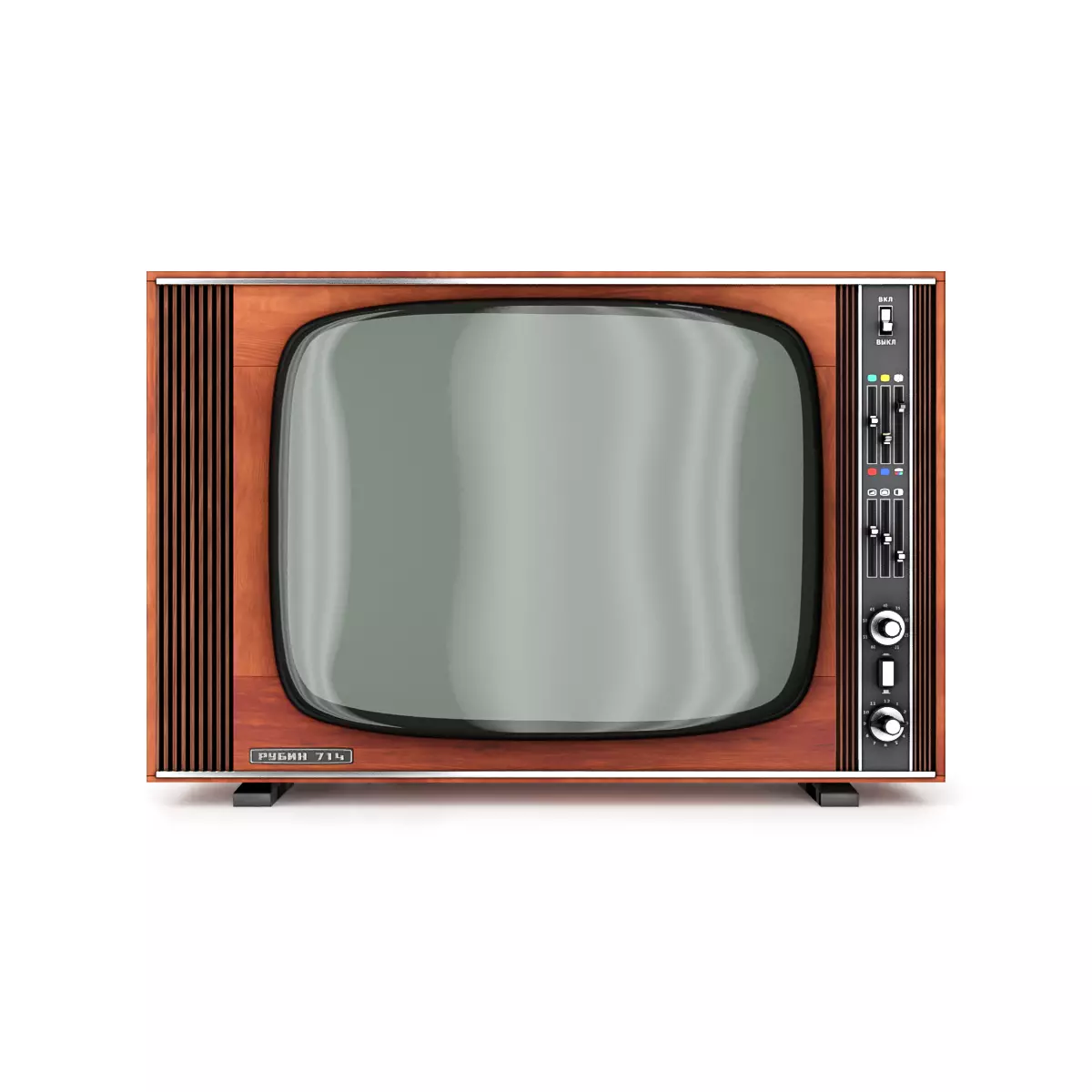 Rubin-714 TV set - retro TV from USSR Low-poly 3D model_0