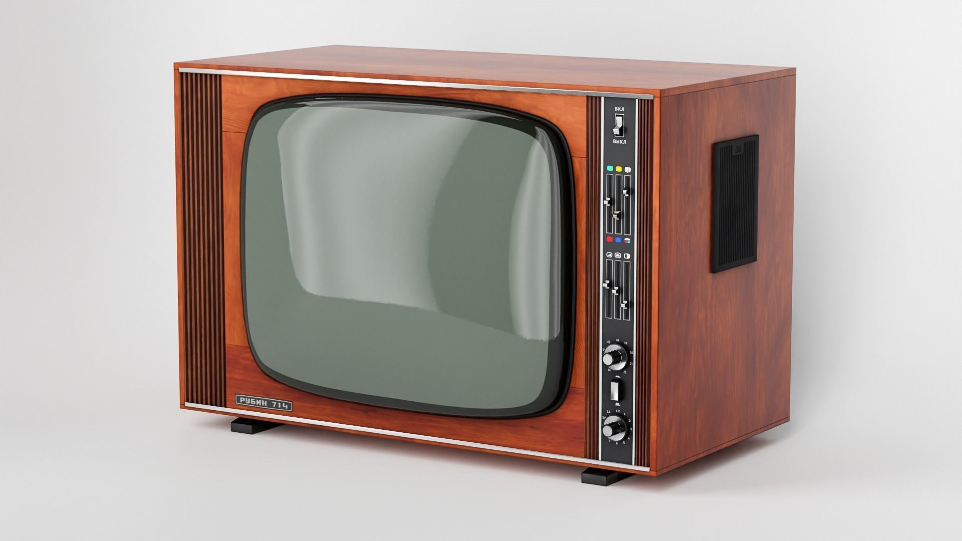 Rubin-714 TV set - retro TV from USSR Low-poly 3D model_2