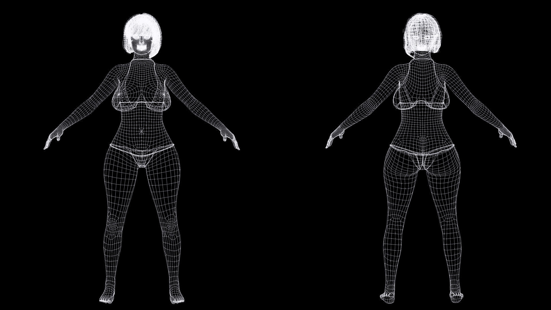 Rosalie - Realistic Curvy Women  Low-poly 3D model_19