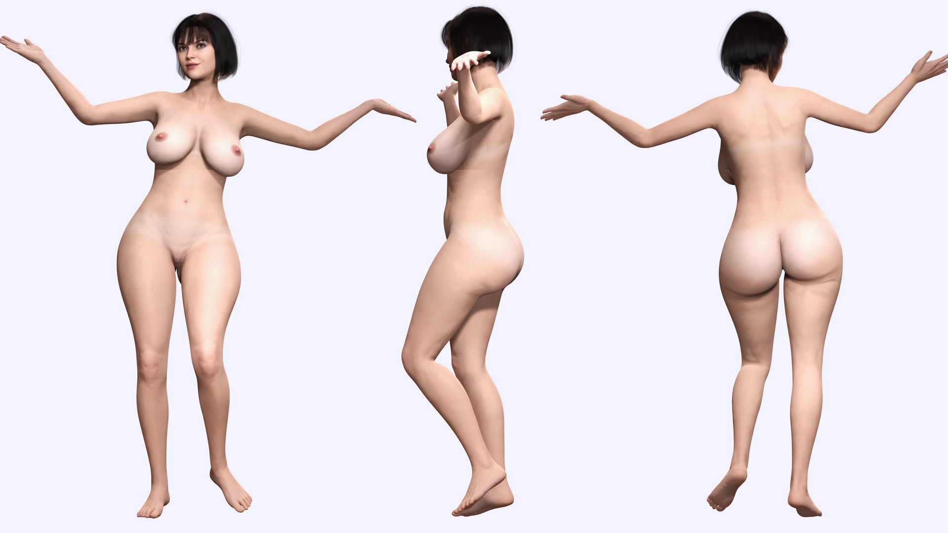 Rosalie - Realistic Curvy Women  Low-poly 3D model_4