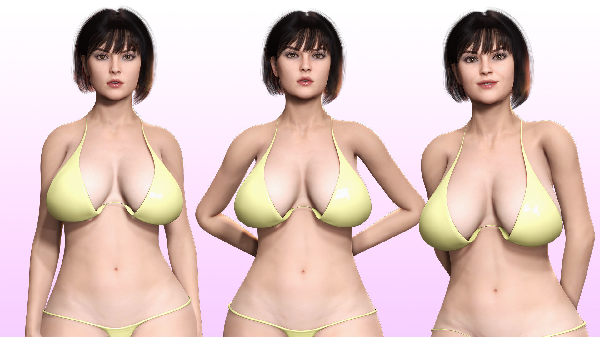 Rosalie - Realistic Curvy Women  Low-poly 3D model_8