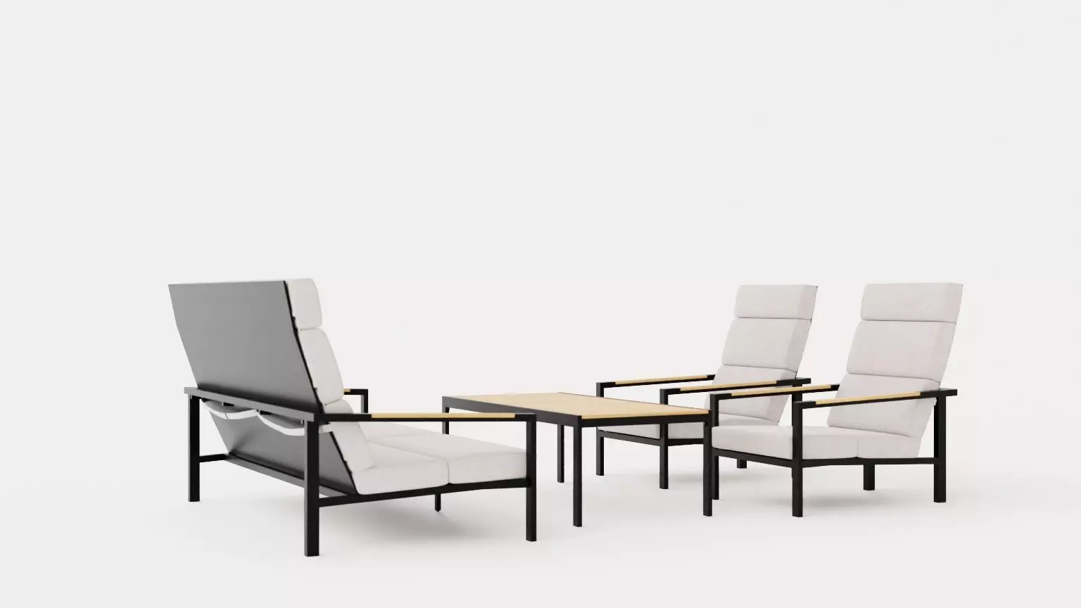 Indus sofa set Low-poly 3D model_0