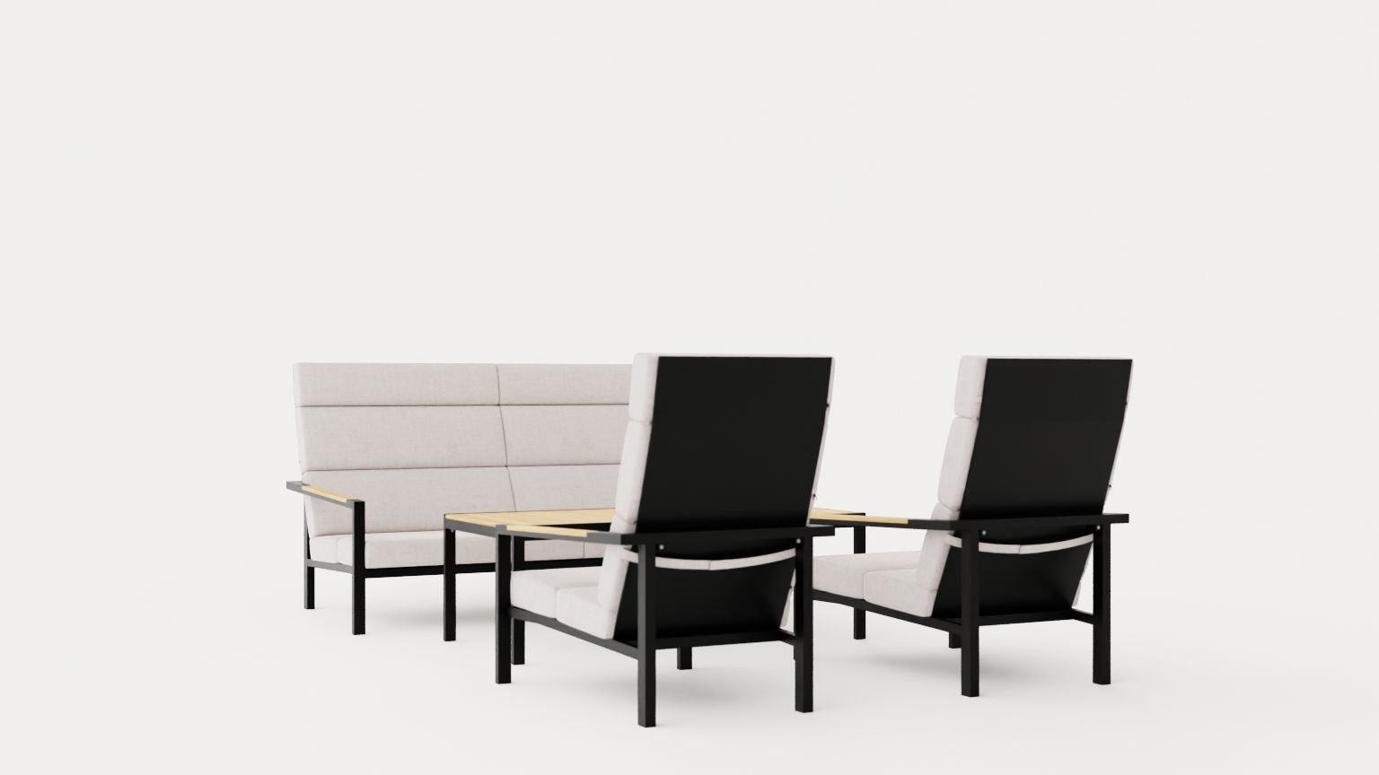 Indus sofa set Low-poly 3D model_2