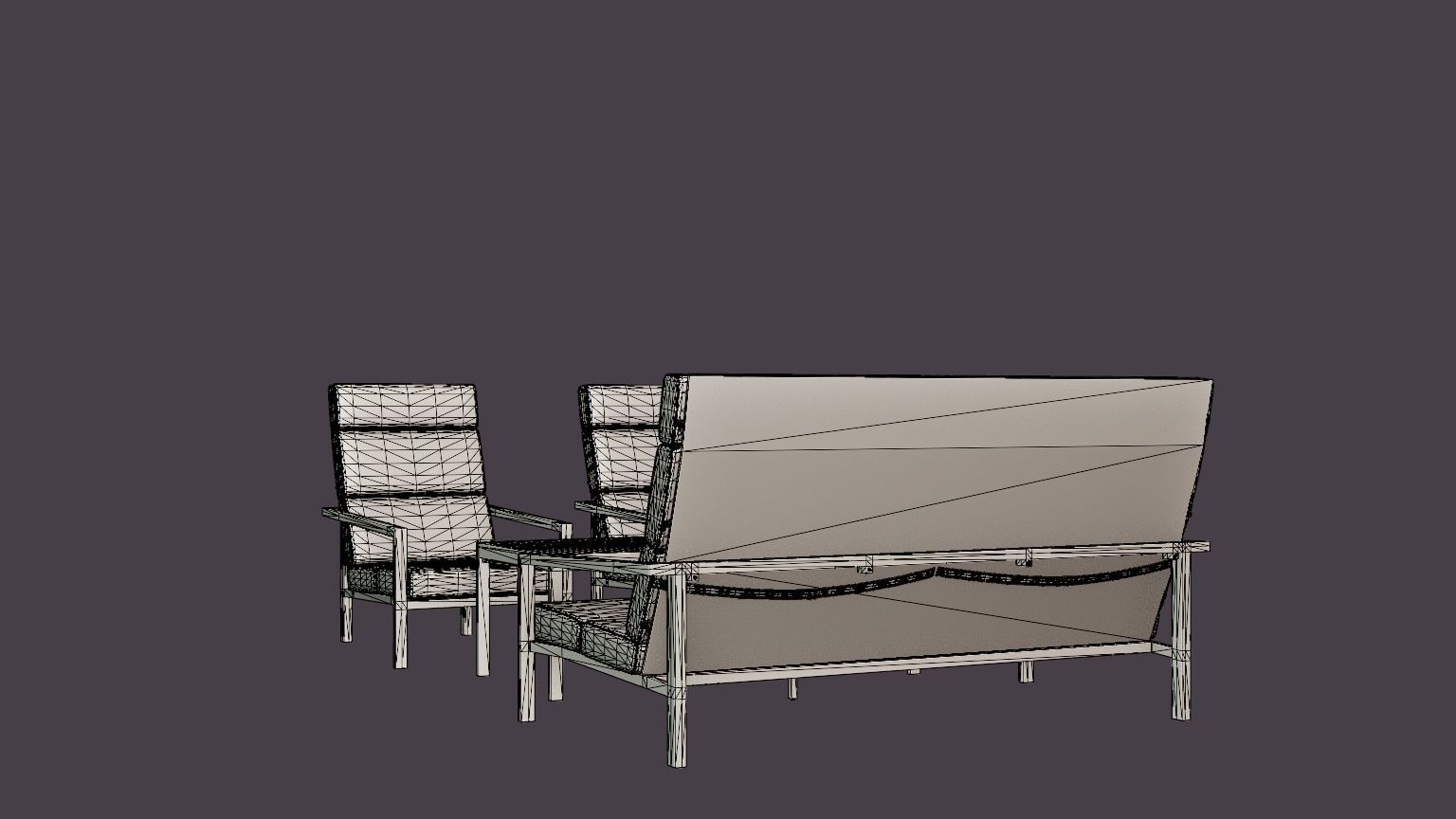 Indus sofa set Low-poly 3D model_6