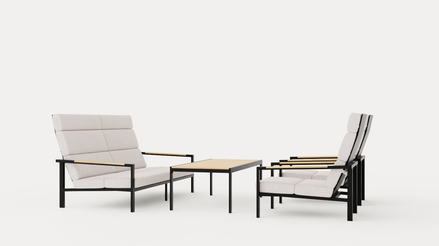 Indus sofa set Low-poly 3D model_1