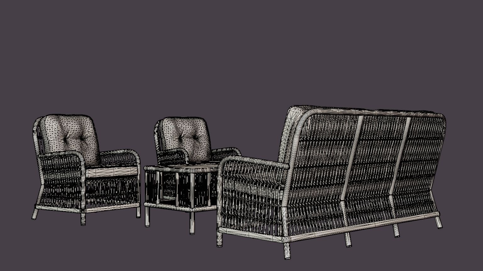 Anemone sofa set Low-poly 3D model_6