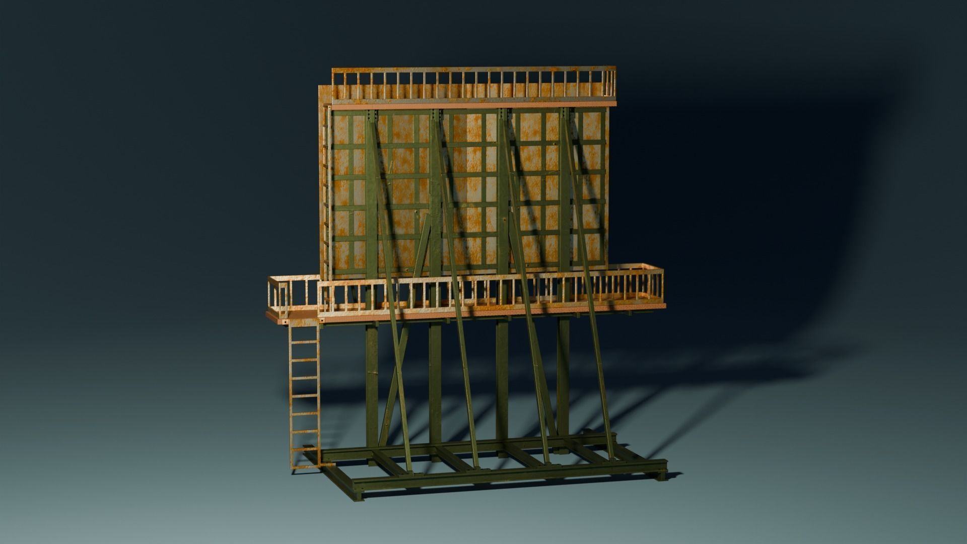 Rooftop Billboard Low-poly 3D model_1