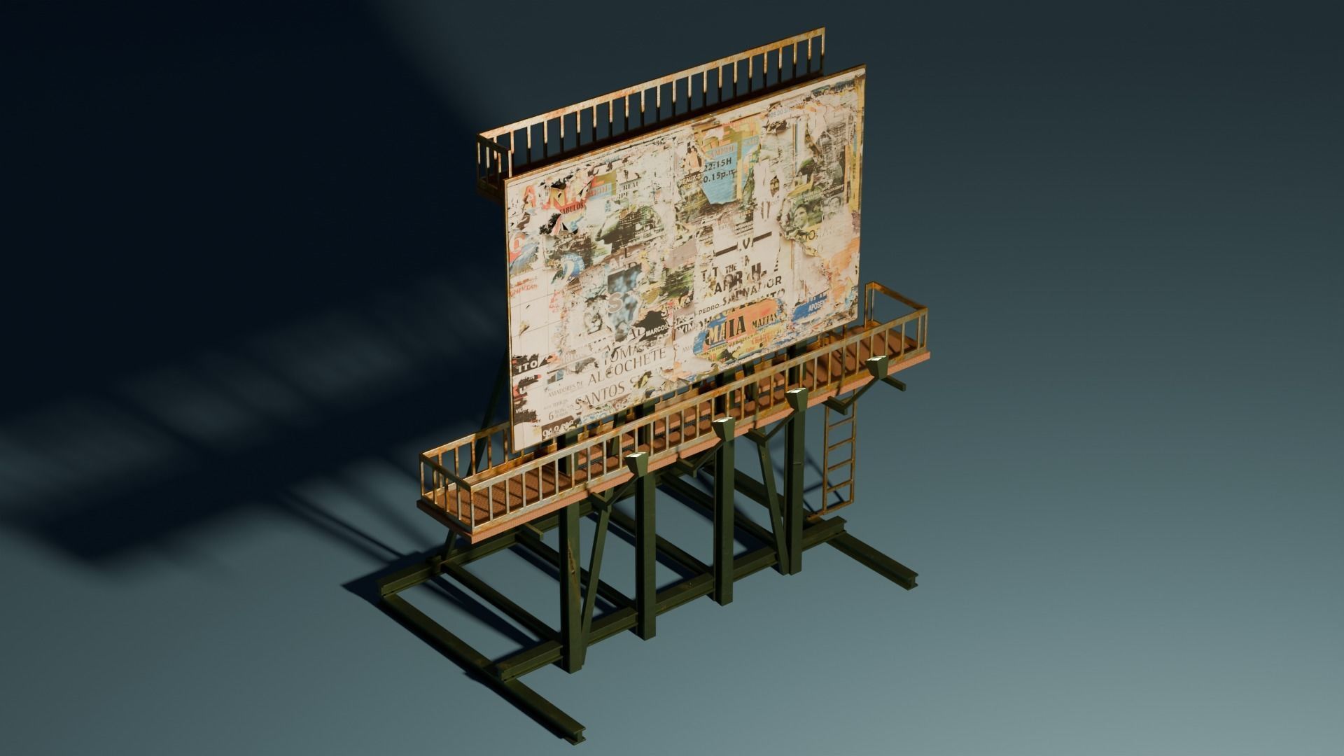 Rooftop Billboard Low-poly 3D model_4