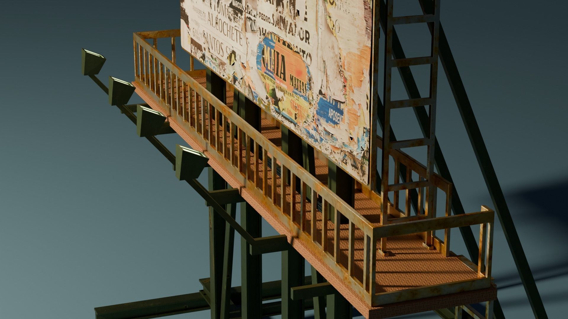 Rooftop Billboard Low-poly 3D model_2