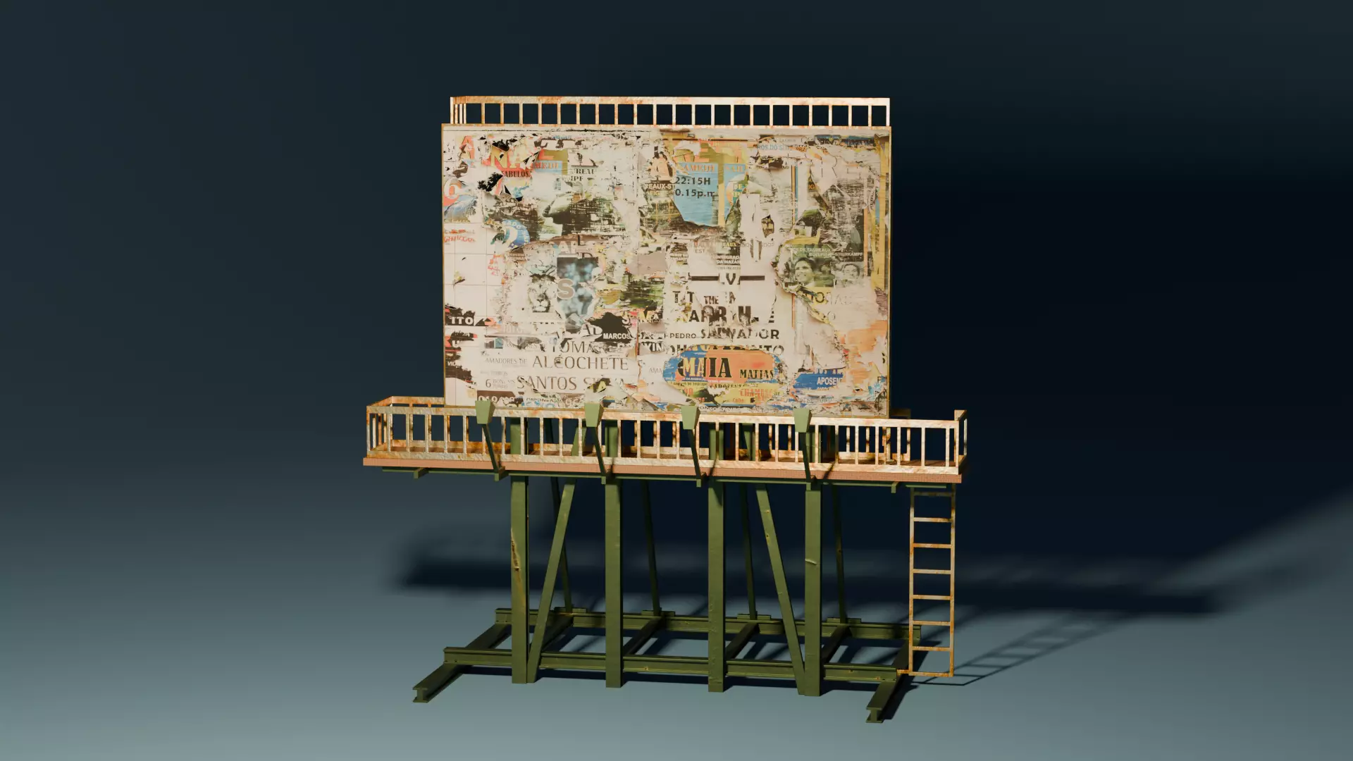 Rooftop Billboard Low-poly 3D model_0