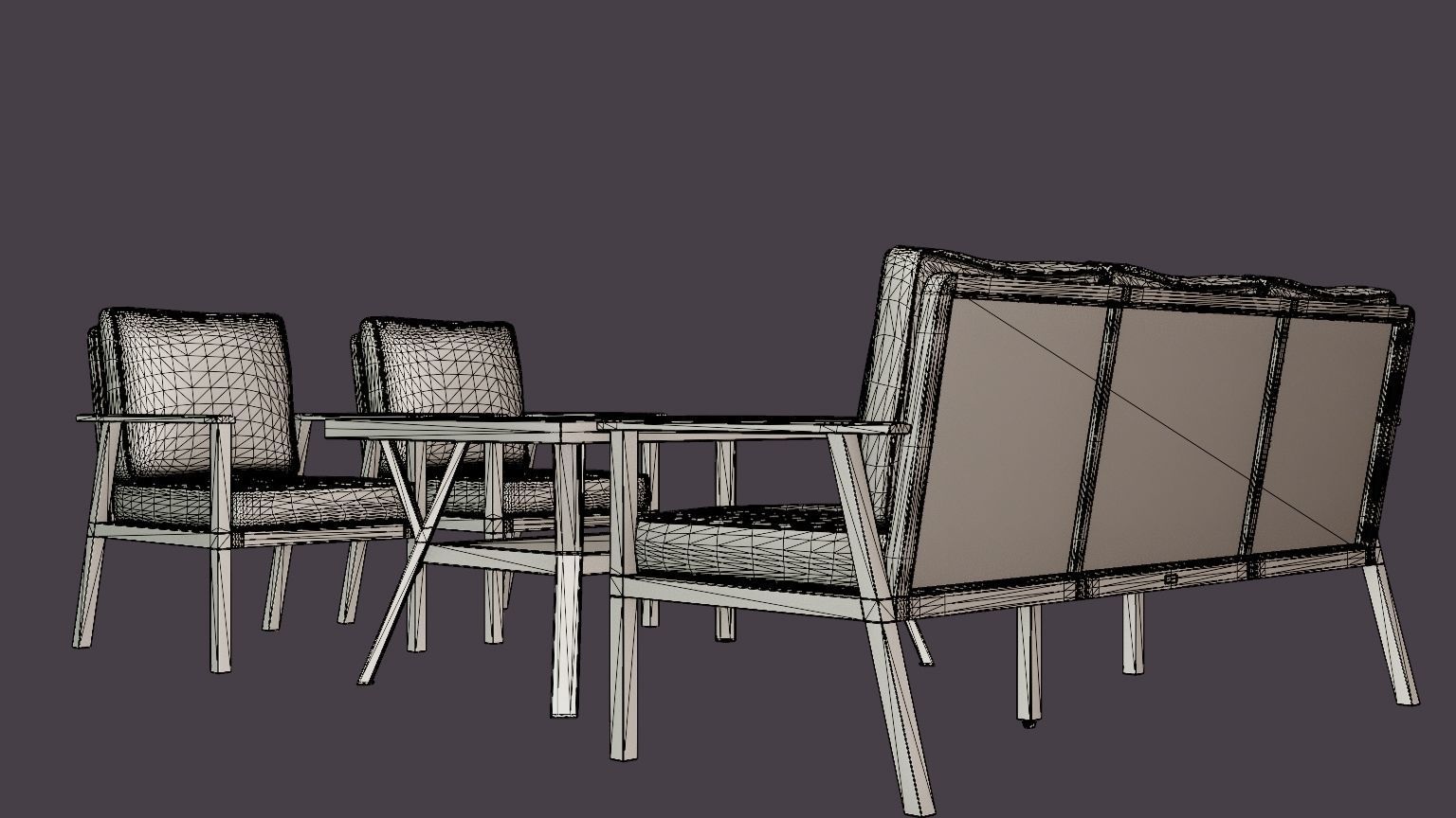 Samvaro sofa set Low-poly 3D model_6