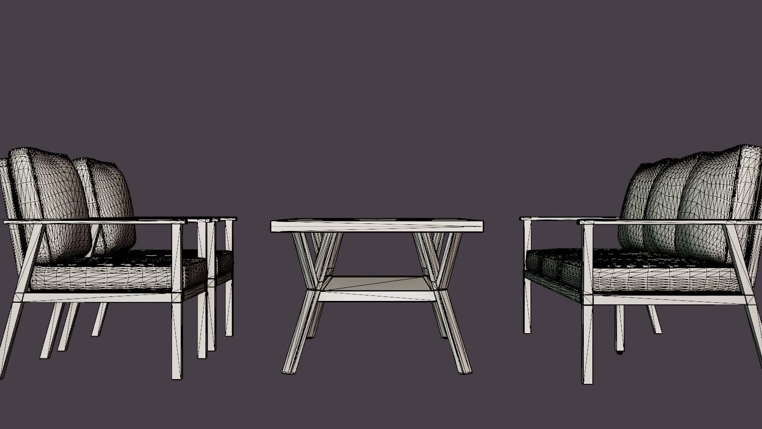 Samvaro sofa set Low-poly 3D model_7