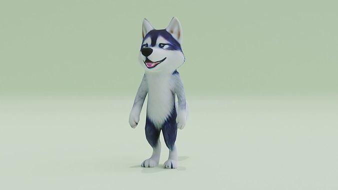 Husky Humanoid Wolf Character Anthropomorphic Dog Low-poly 3D model