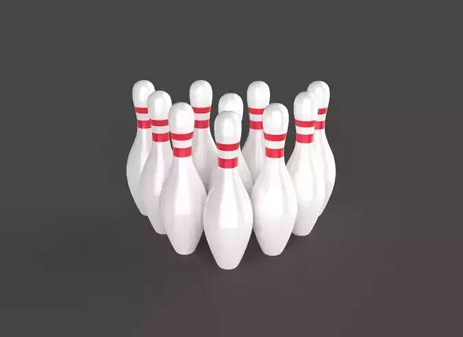 Bowling And Ball Bowling 3D Model low poly