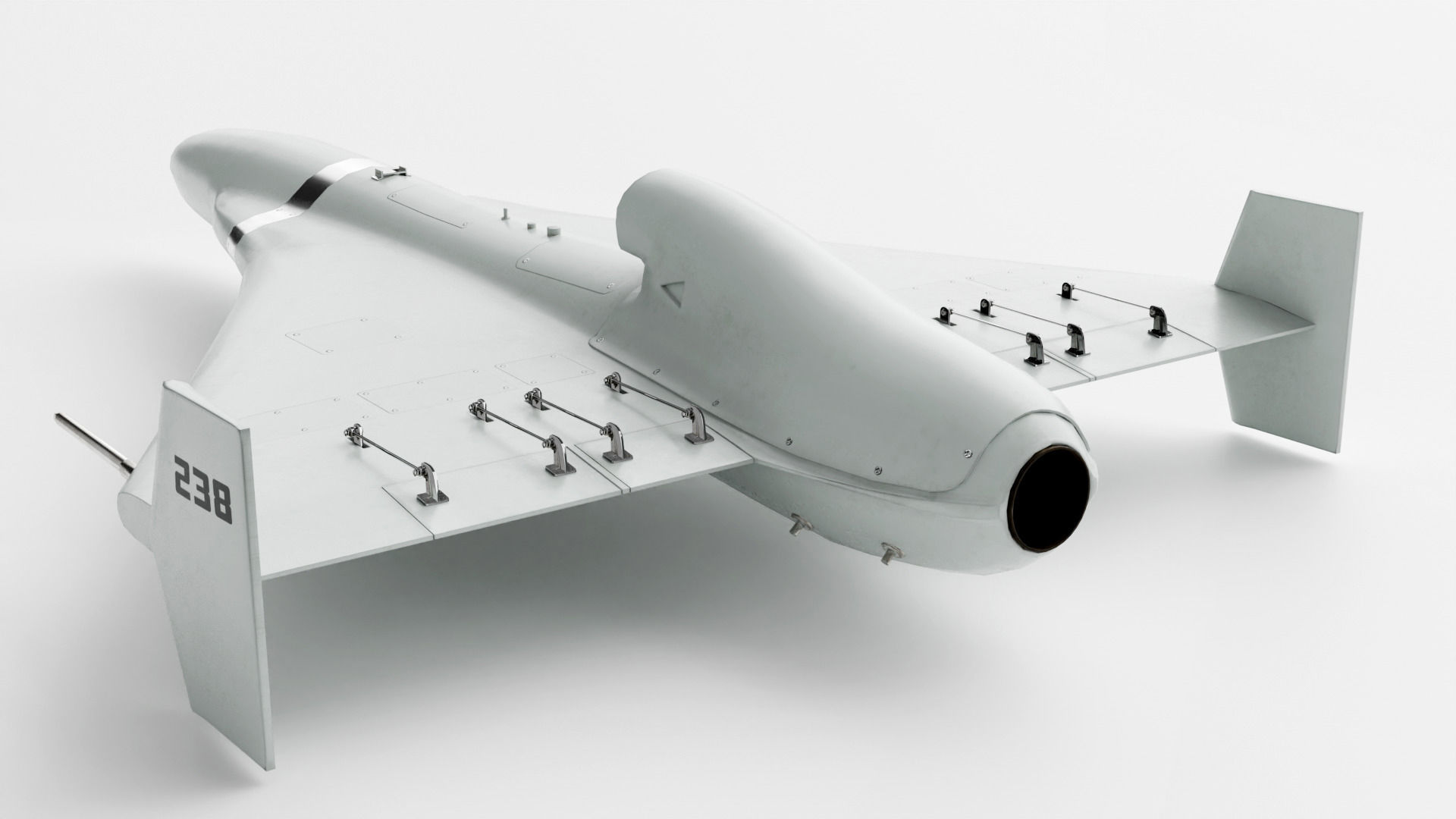 Iranian military drone Shahed-238 with jet engine Low-poly 3D model_9