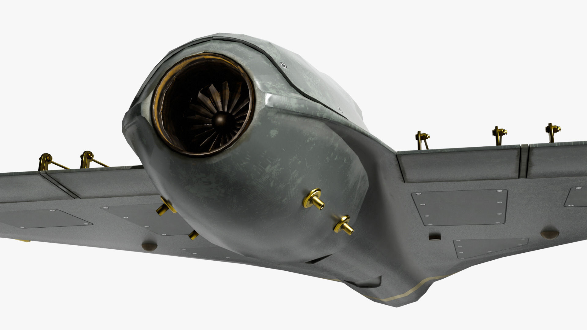 Iranian military drone Shahed-238 with jet engine Low-poly 3D model_7